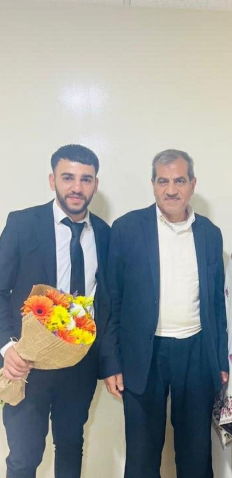 26 year old Ahmed Al Wadi and his father 63 year old Ibrahim Al Wadi at Ahmed’s graduation 6 months ago. They were both killed by Israeli settlers in Qusra village this week