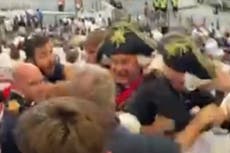 England rugby fans dressed as Lord Nelson involved in chaotic fights during World Cup clash