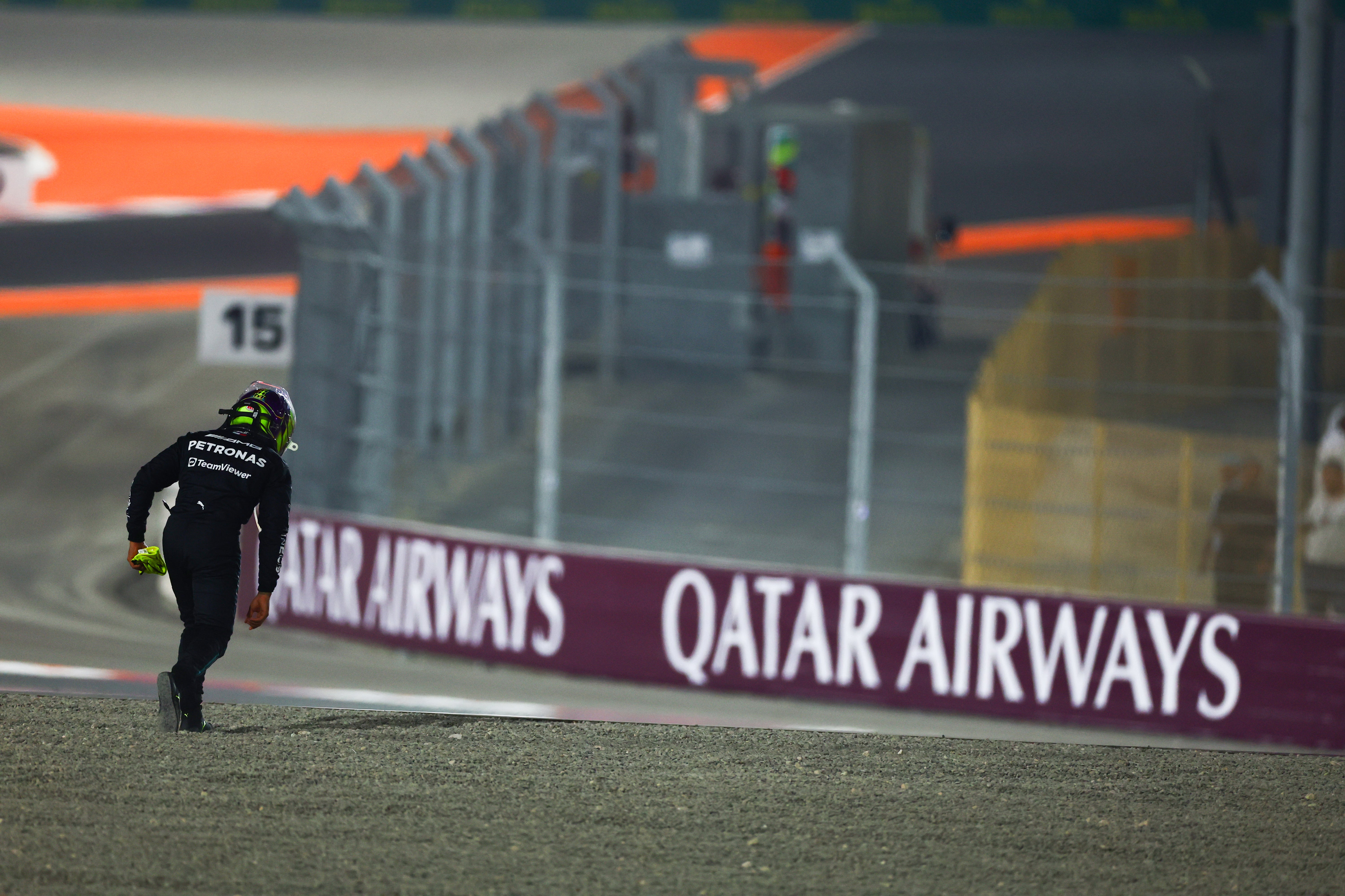 Lewis Hamilton was fined after crossing the track at the Qatar Grand Prix