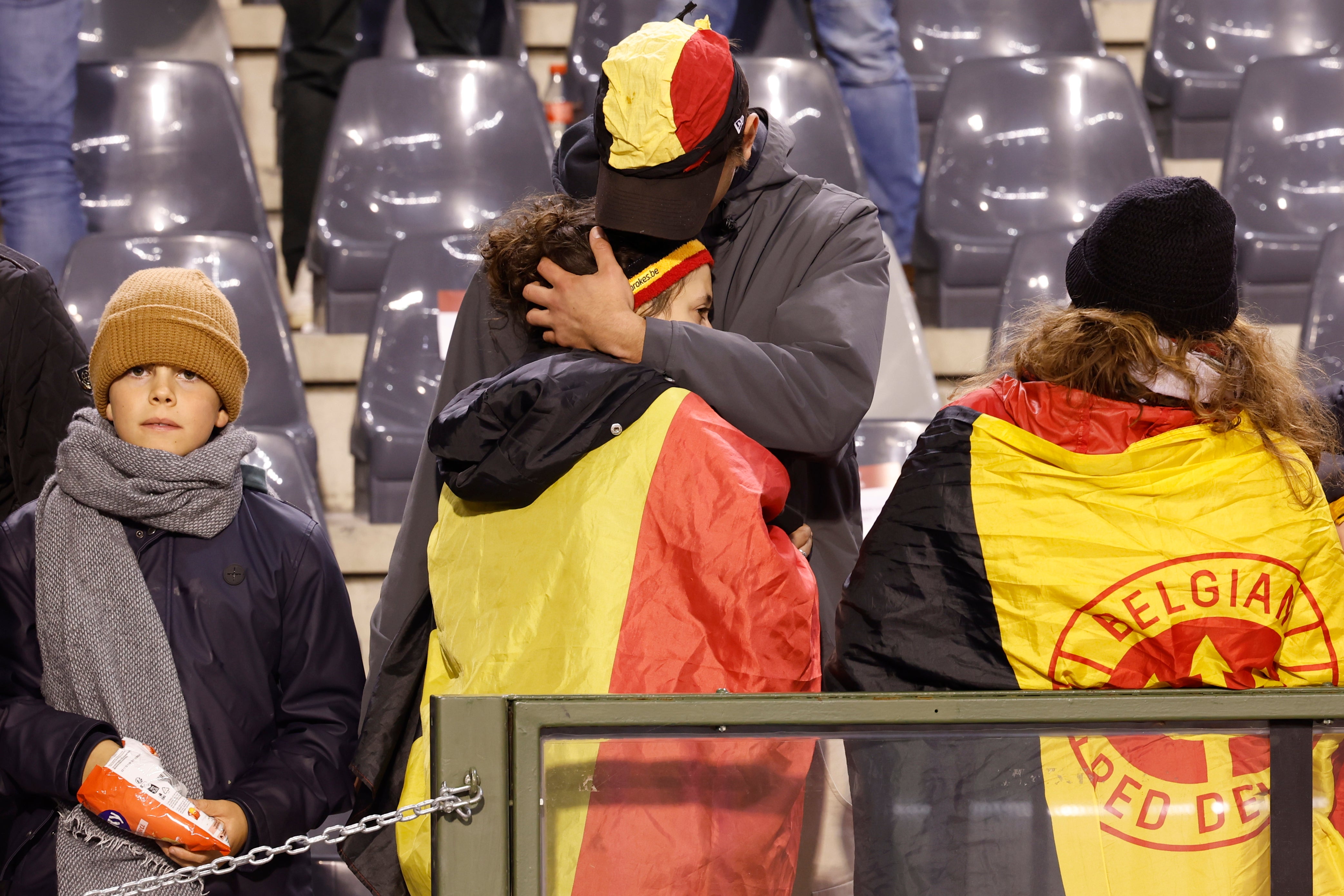 Supporters in the stands after suspension of the Euro 2024 group F qualifying match