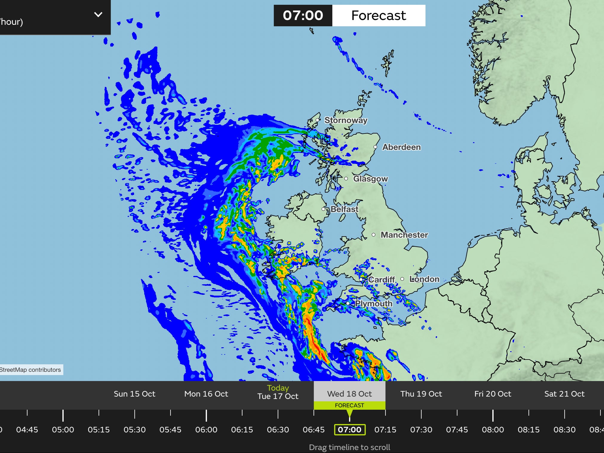 By Wednesay at 7am, one weather warning will be in place in Northern Ireland.