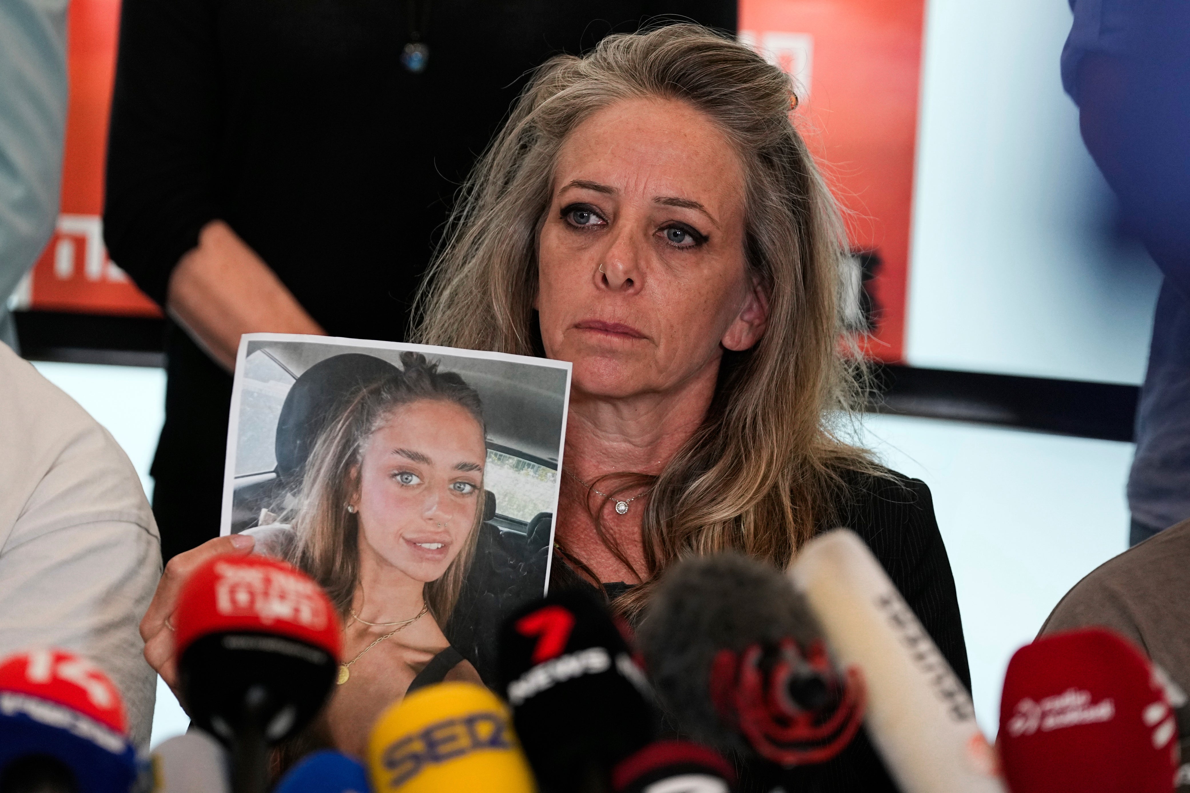 Keren Schem appeals for the safe return of her daughter, Mia, who is being held in Gaza