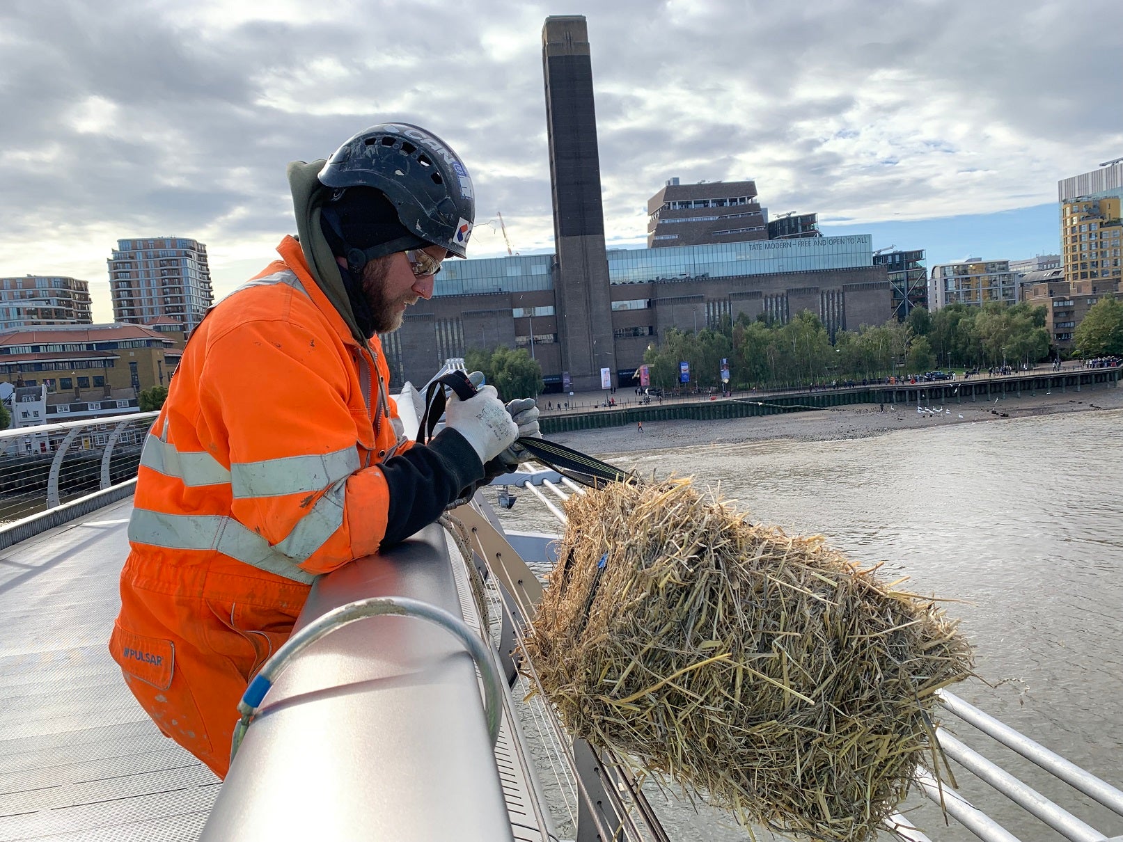 A rope construction worker did the honours enacting the centuries-old tradition