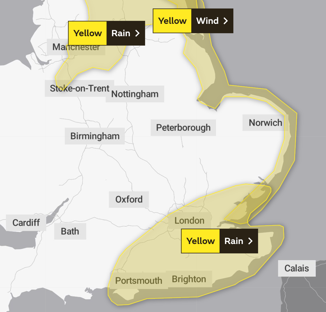 50mm of rain is possible in some places, close to London’s monthly average