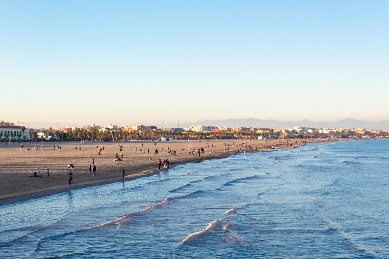 The fine, gold sand of Malvarossa beach is full of volleyball courts, fitness areas and a mixture of locals and visitors