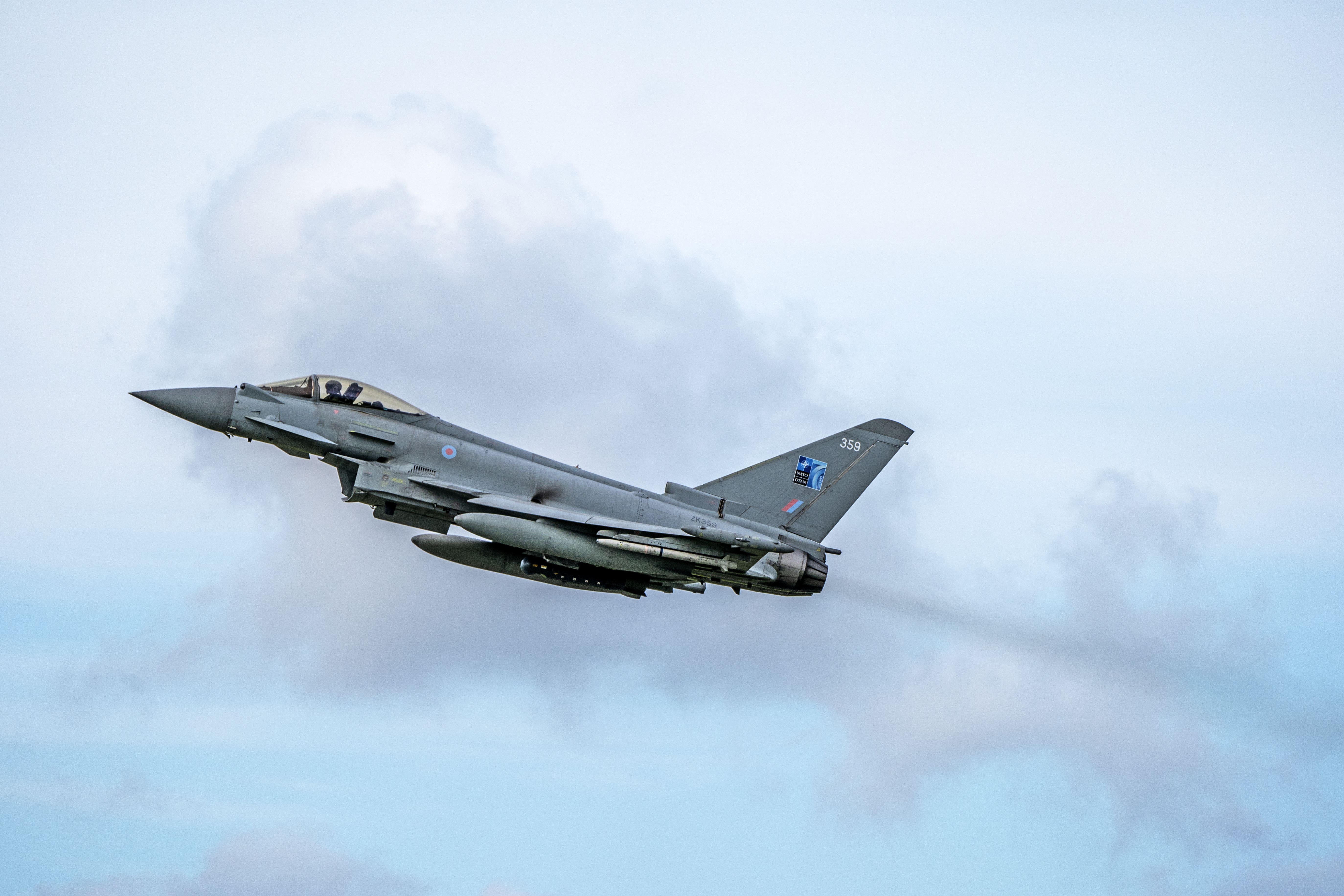 Rolls-Royce staff provide maintenance support for the EJ200 engine as the Typhoon, above, continues to form the backbone of the RAF’s fighter jet fleet (PA)