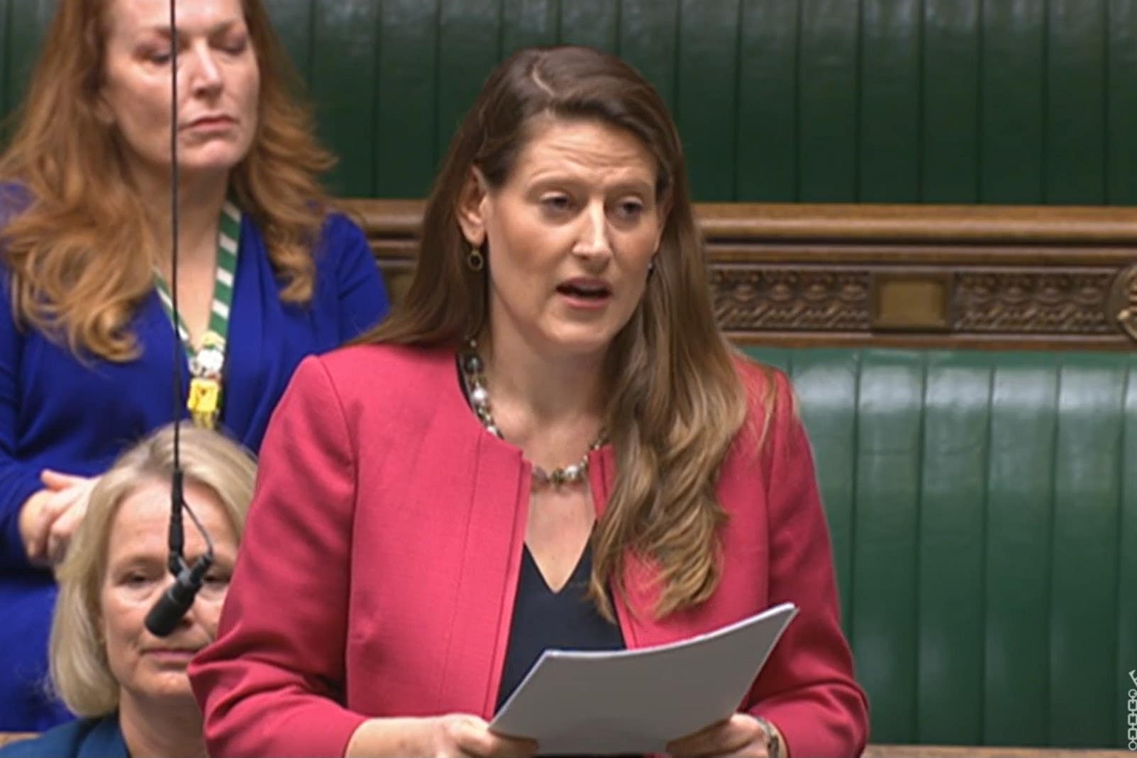 Conservative MP Theo Clarke speaking in the House of Commons, during a backbench debate on birth trauma