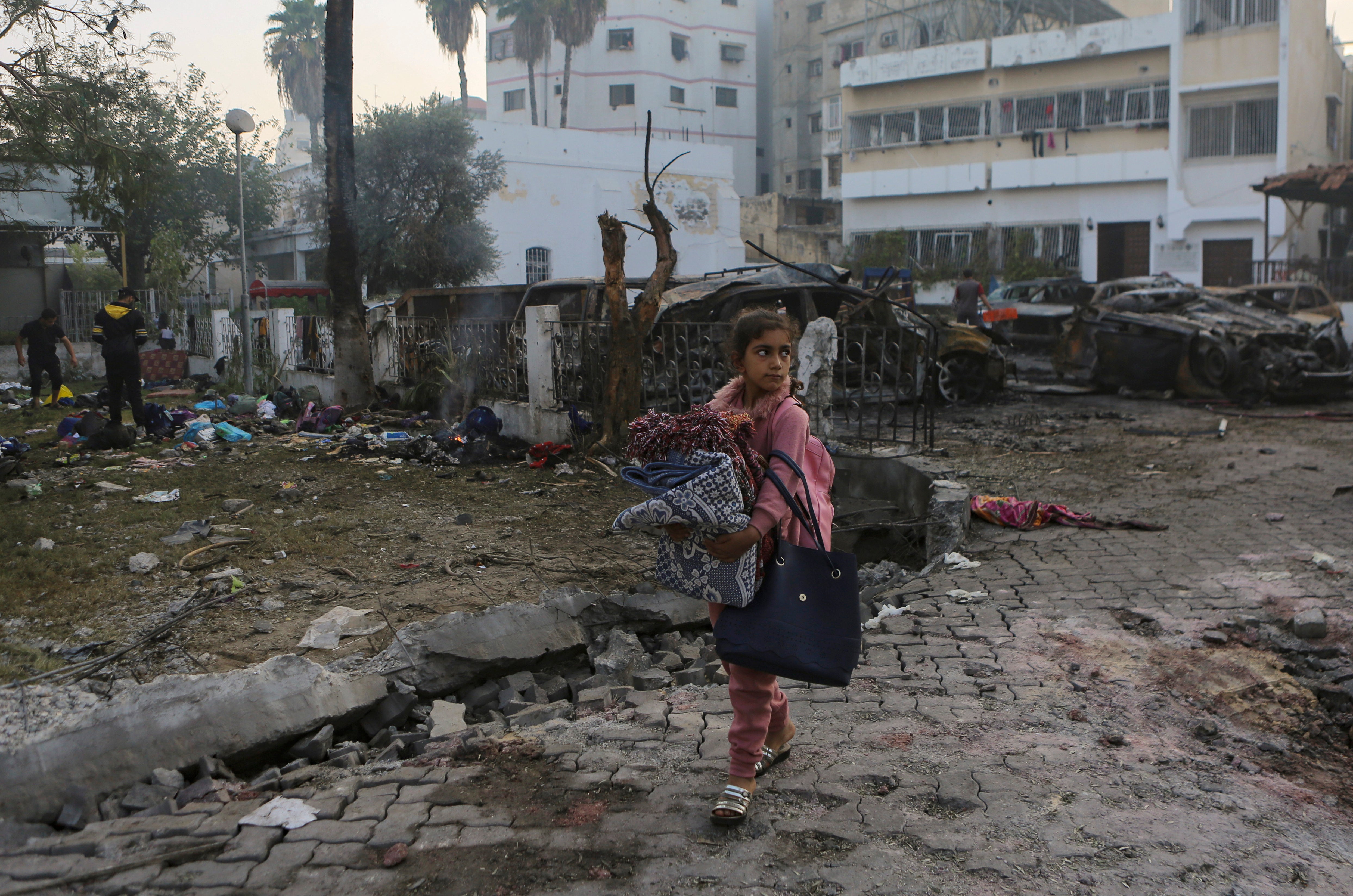 Hundreds of Palestinians were sheltering with their family in the Al Ahli Hospital after being displaced