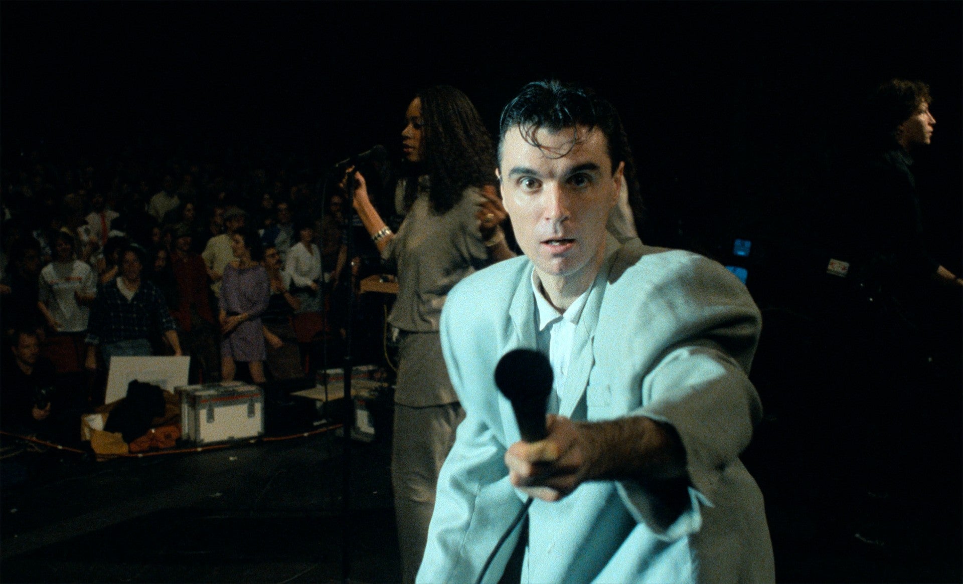 David Byrne in a scene from ‘Stop Making Sense’ (1984), the Talking Heads movie. Some say the film shows the importance of alt-rock to the nostalgia business