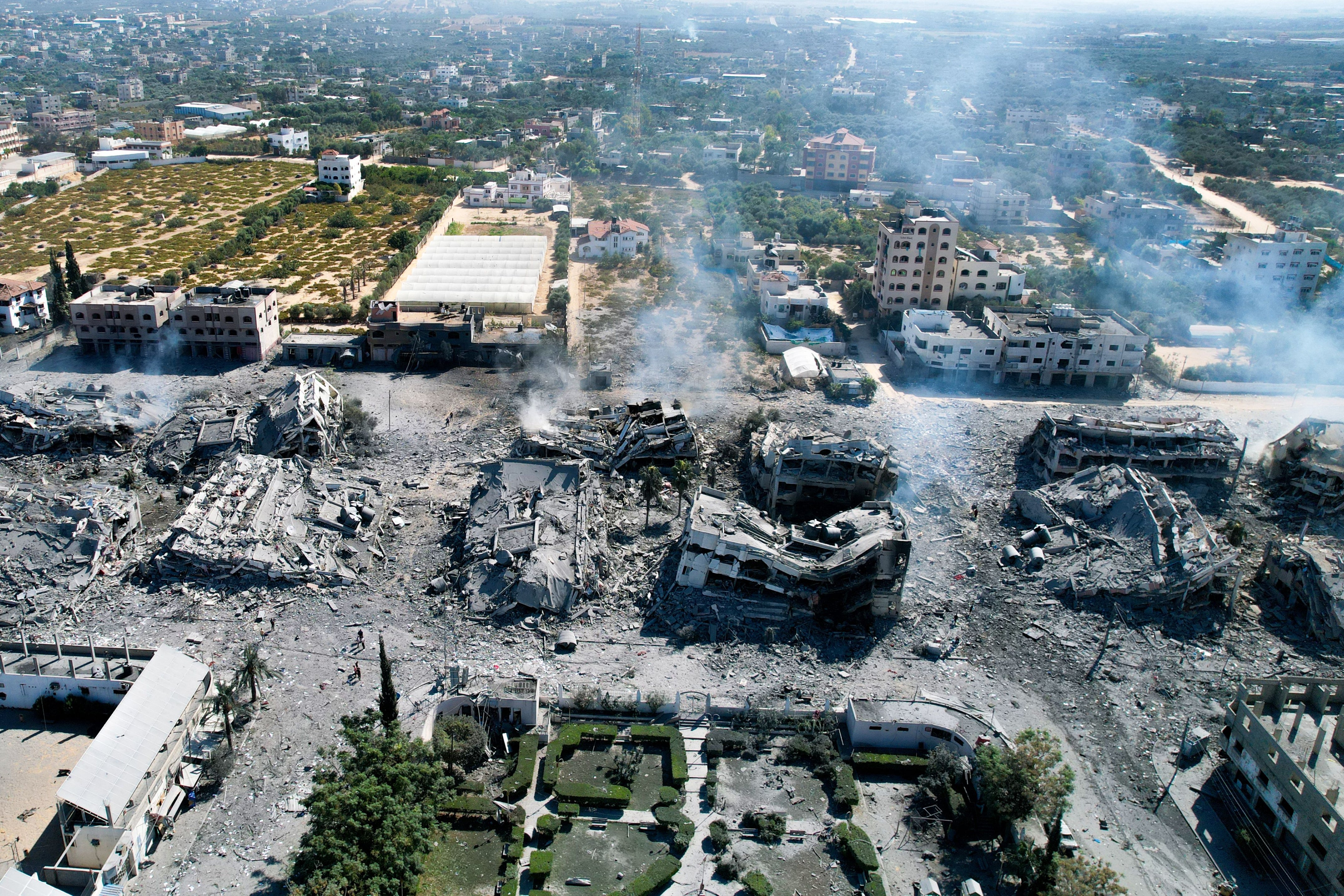 Destoyed buildings in al-Zahra, south of Gaza City