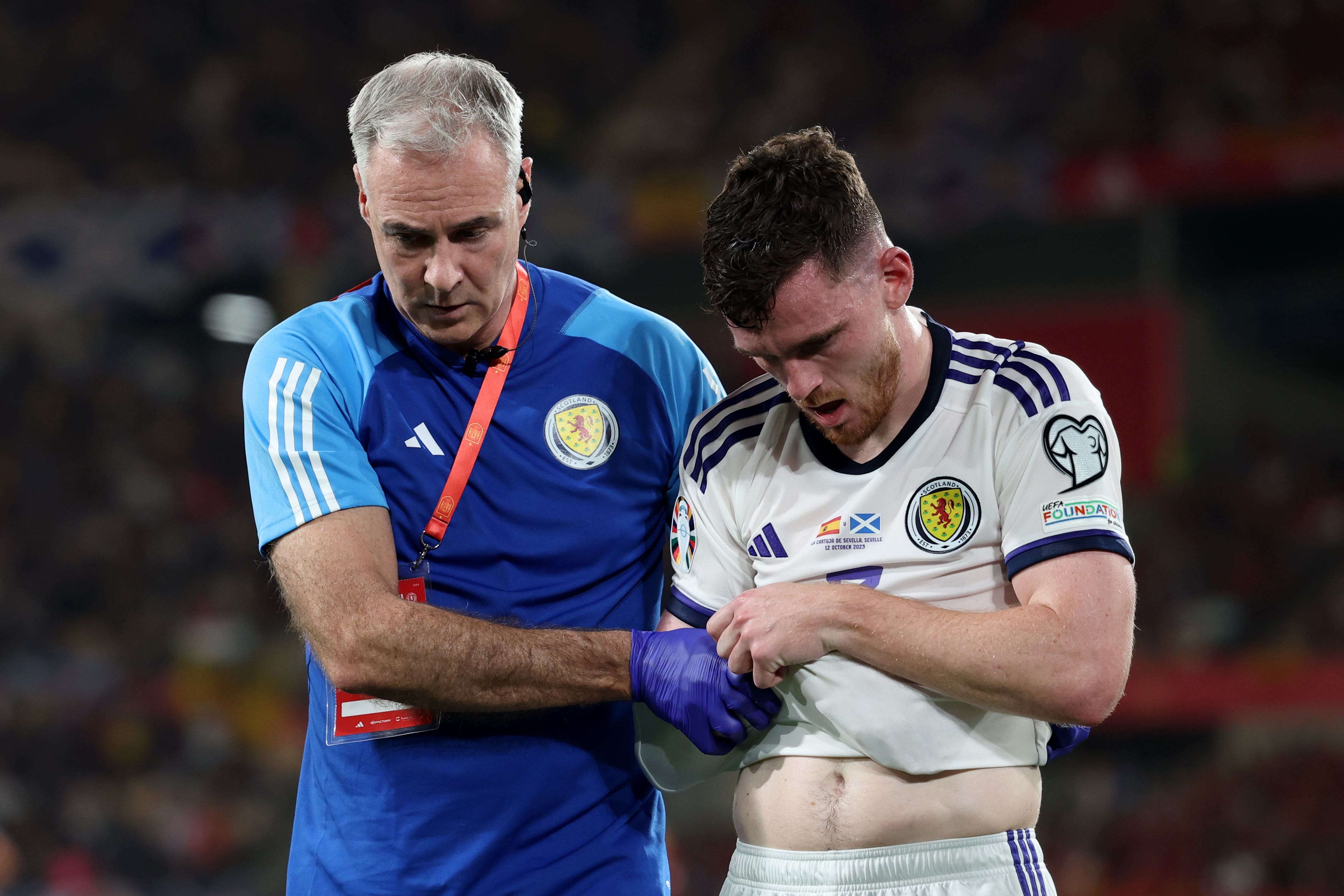 Liverpool left-back Andy Robertson faces three months out as he is to undergo surgery on a shoulder problem (Isabel Infantes/PA)