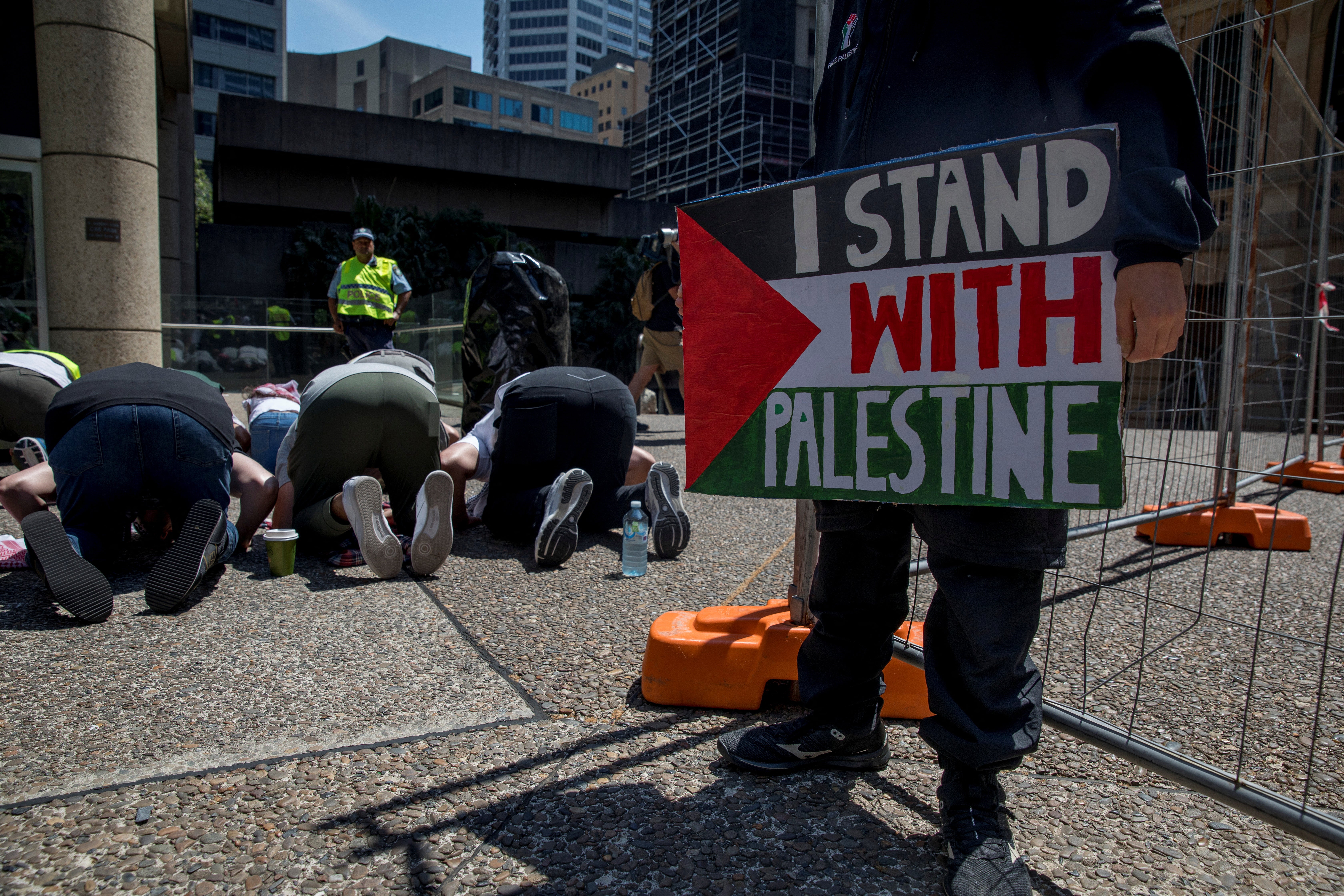 People demonstrate in support of Palestinians in Gaza as the conflict between Israel and Hamas continues, in Sydney, Australia