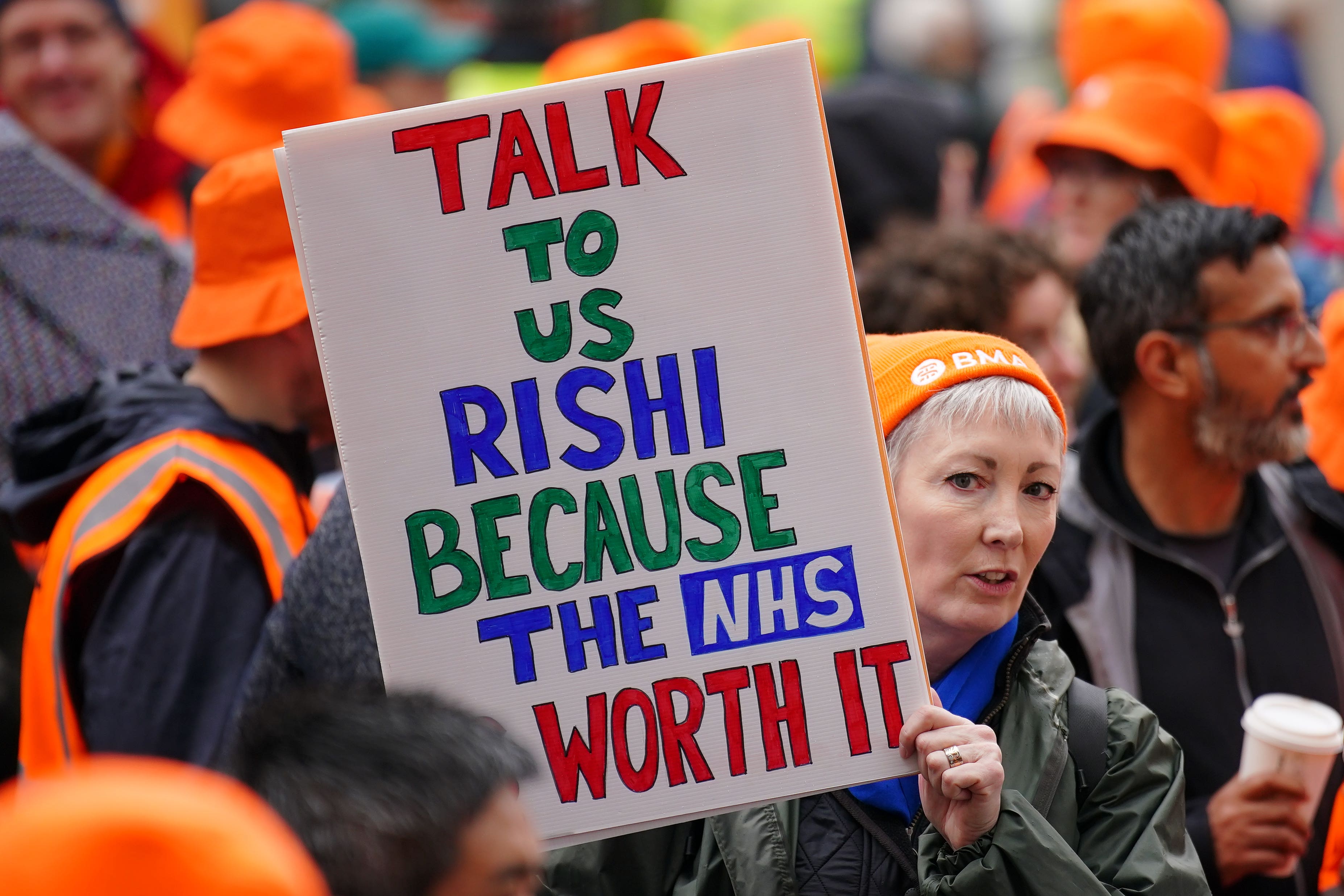 Protesting doctors and medical staff from the British Medical Association (PA)