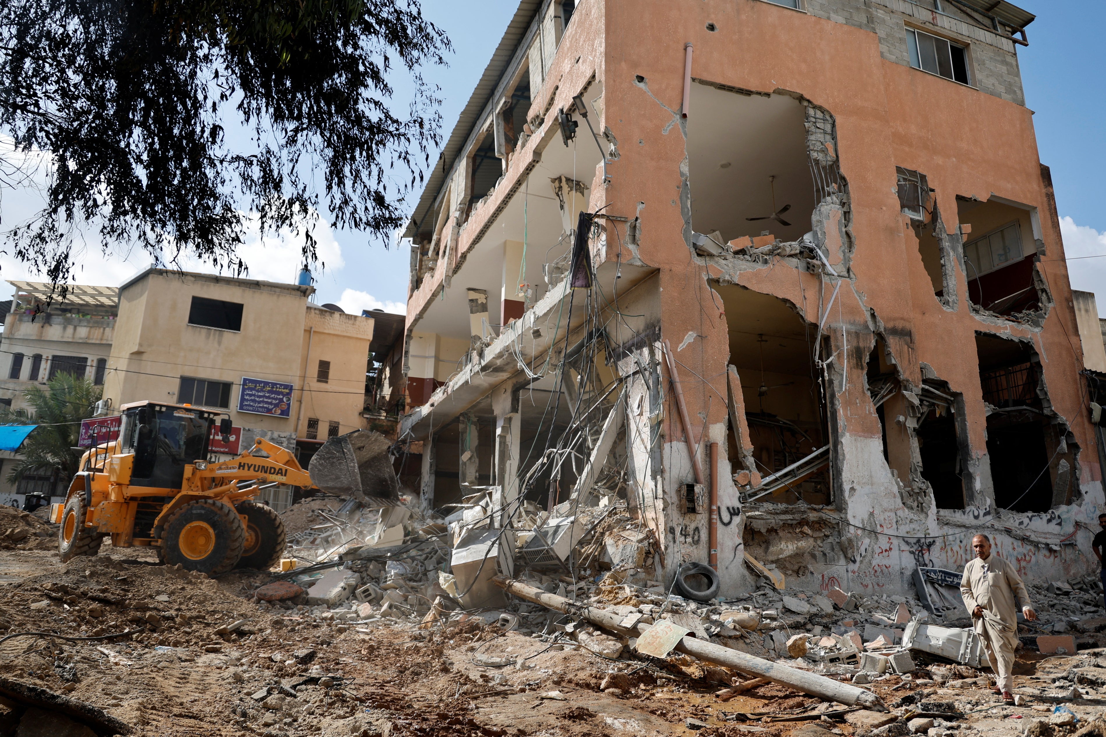 A clean-up operation starts following an Israeli raid in Tulkarm in the Israeli-occupied West Bank