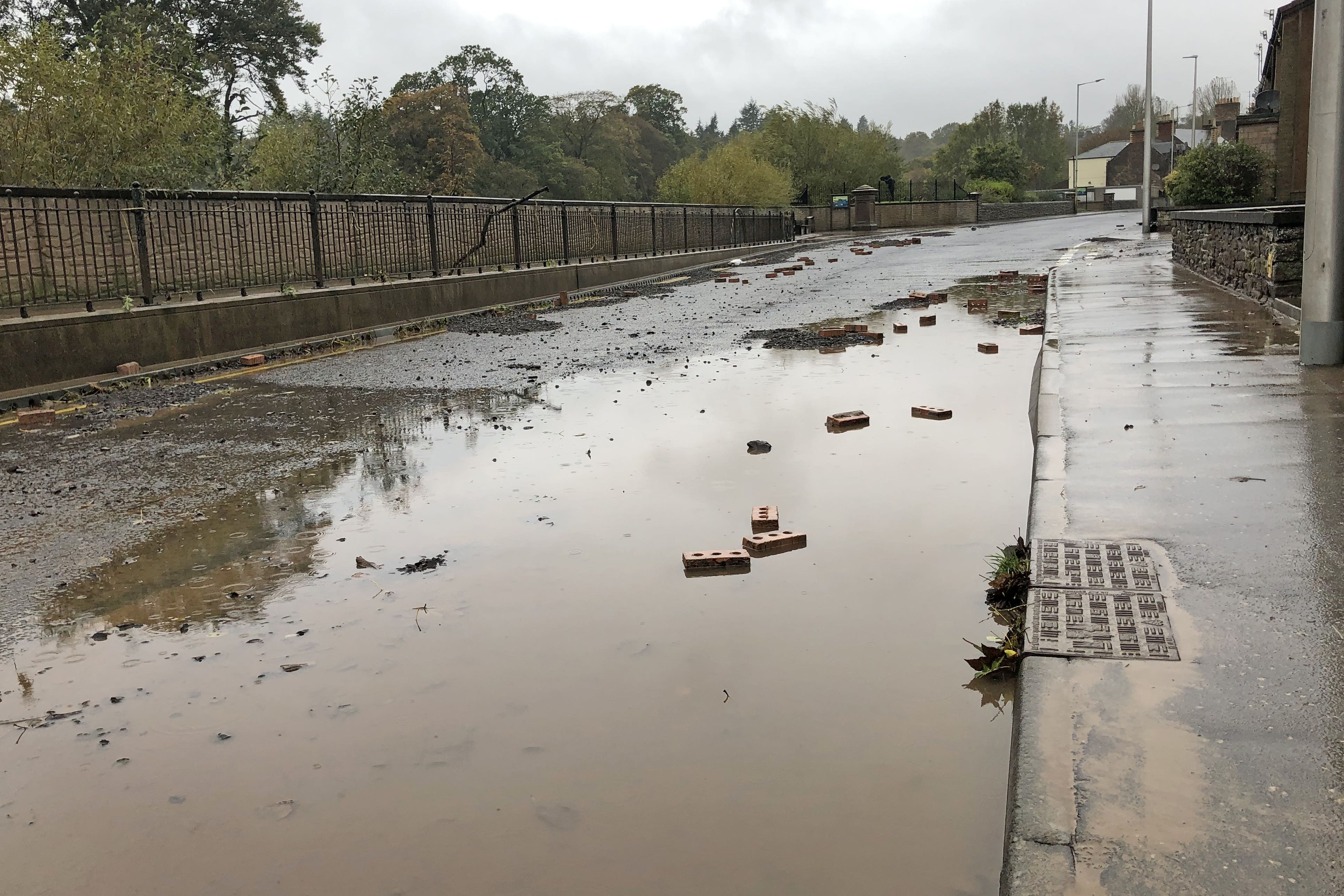 River Street in Brechin as Storm Babet batters the country (Neil Pooran/PA)