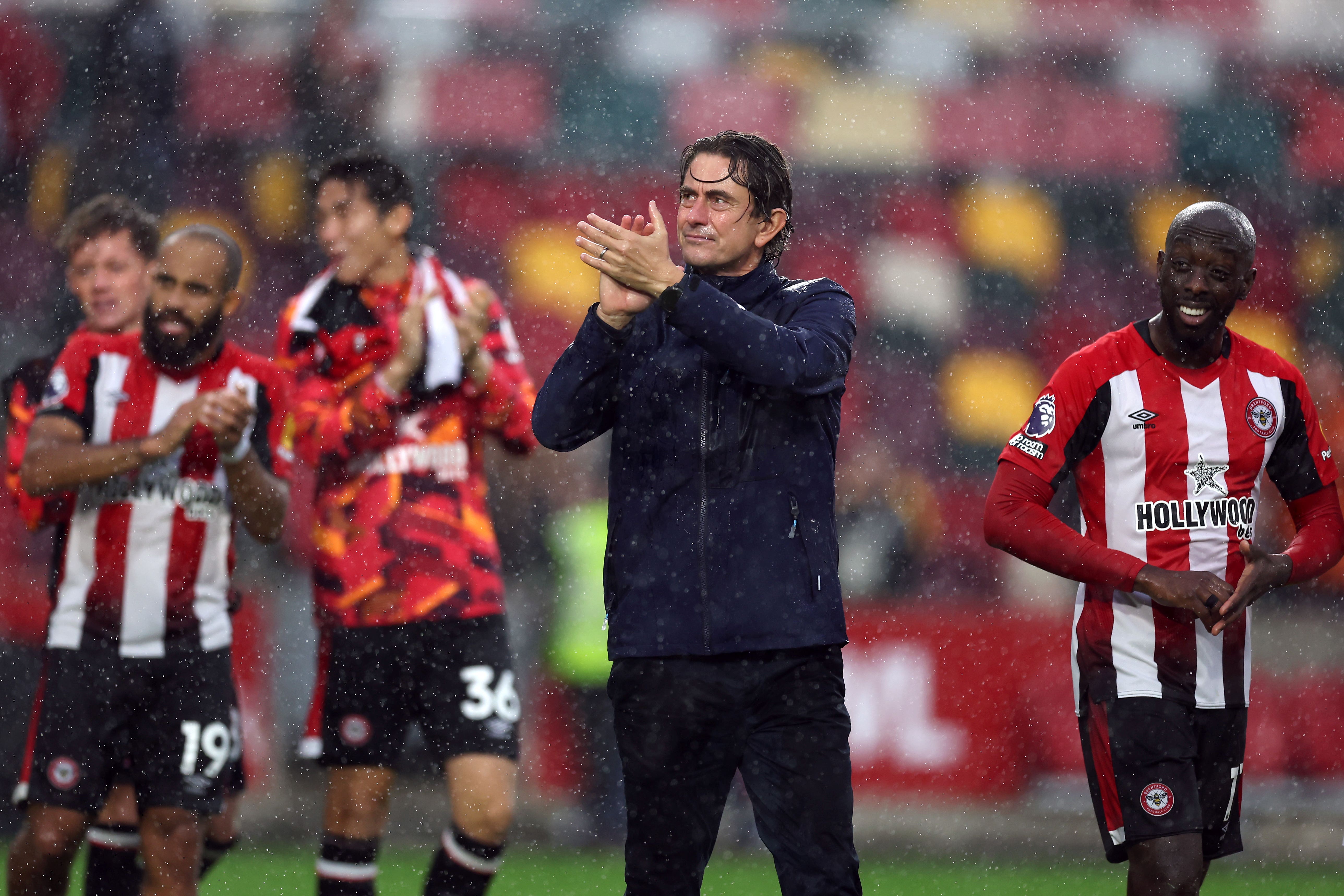 Brentford manager Thomas Frank celebrated victory against Burnley (Steven Paston/PA)