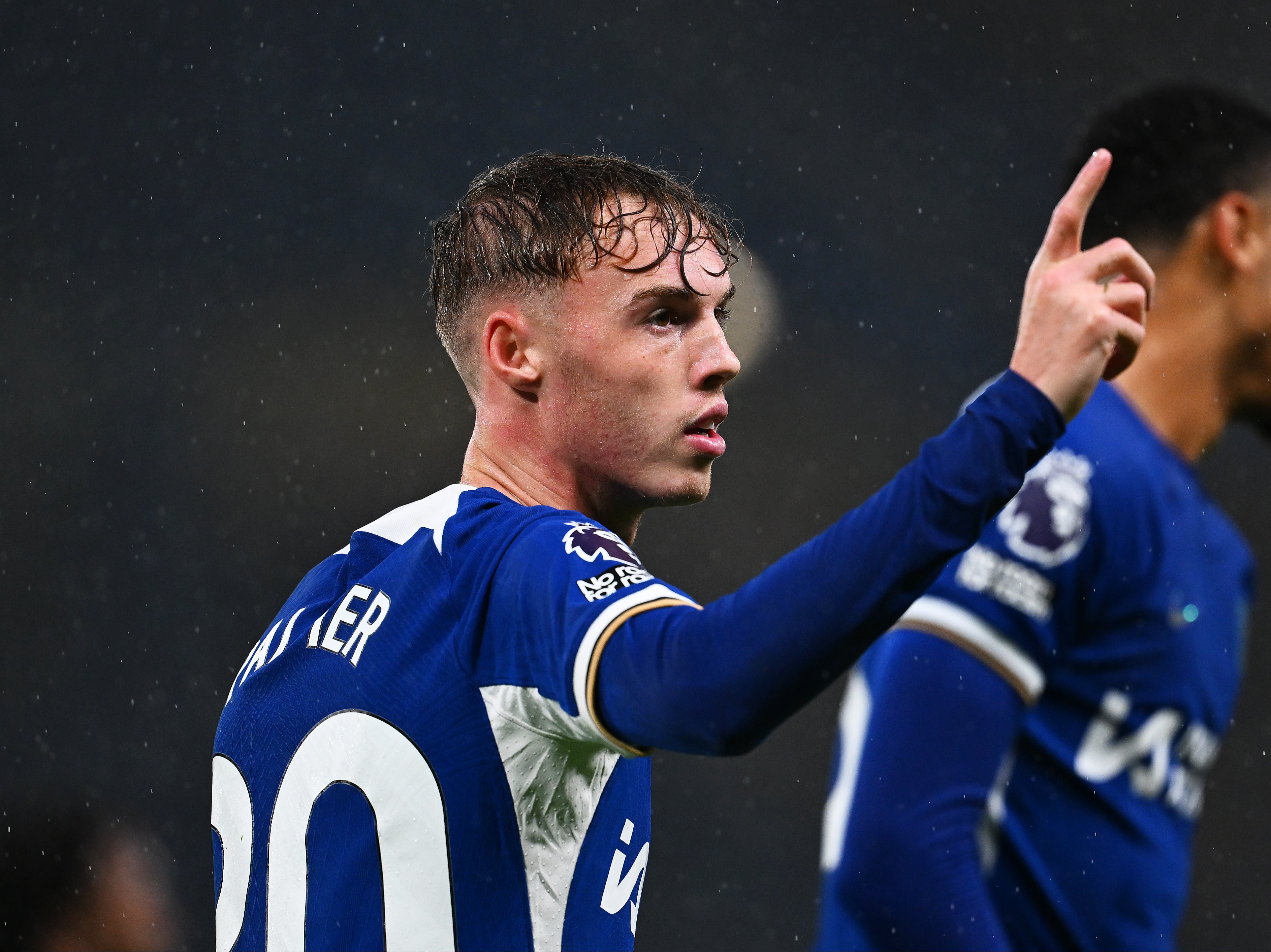 Cole Palmer of Chelsea celebrates after scoring