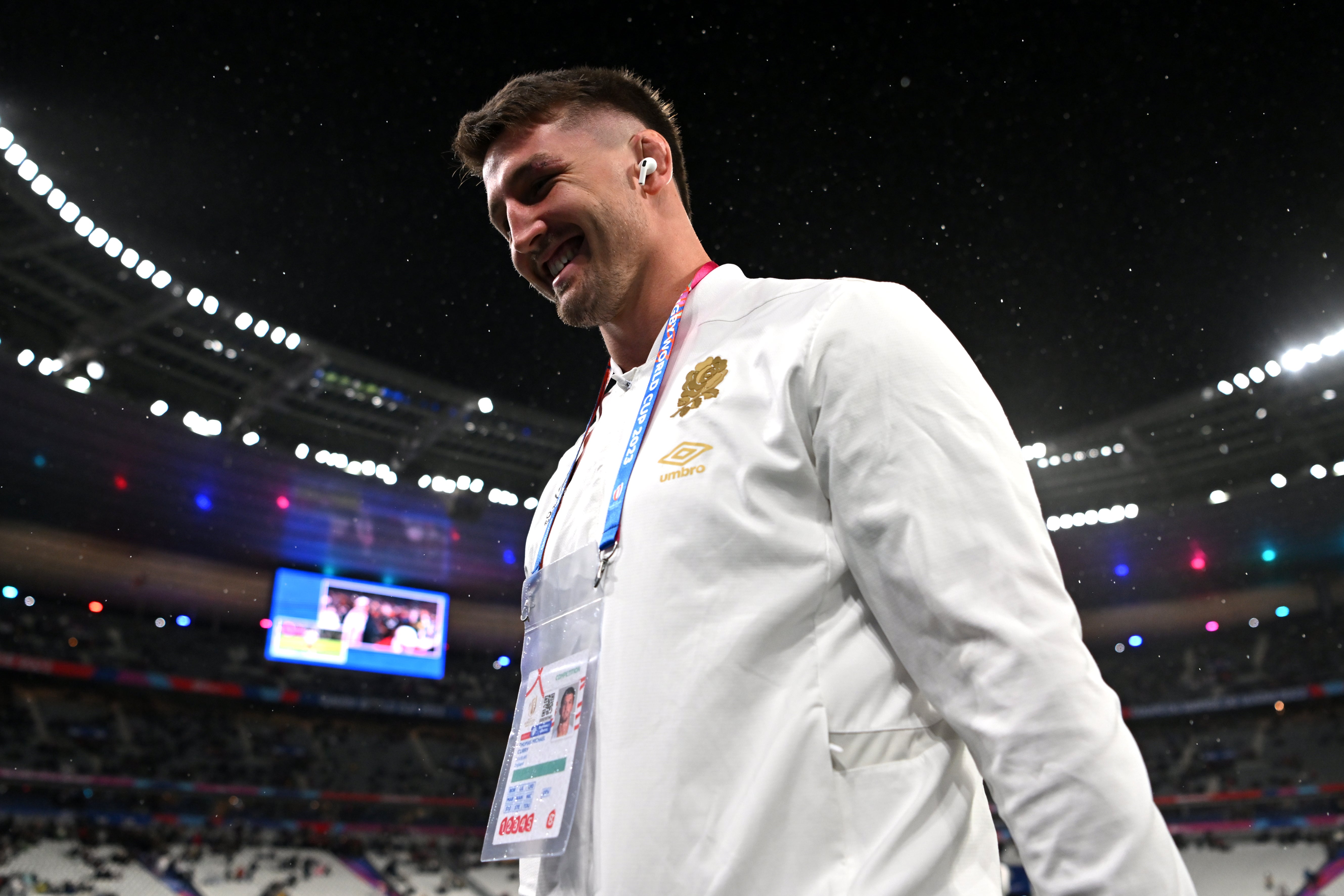 England’s Tom Curry arrives at the Stade de France ahead of kick-off