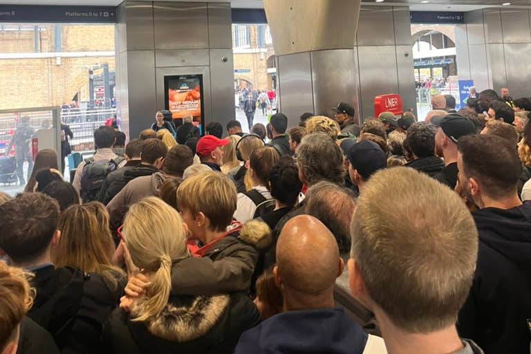 There were crowds of people waiting for trains at King’s Cross station