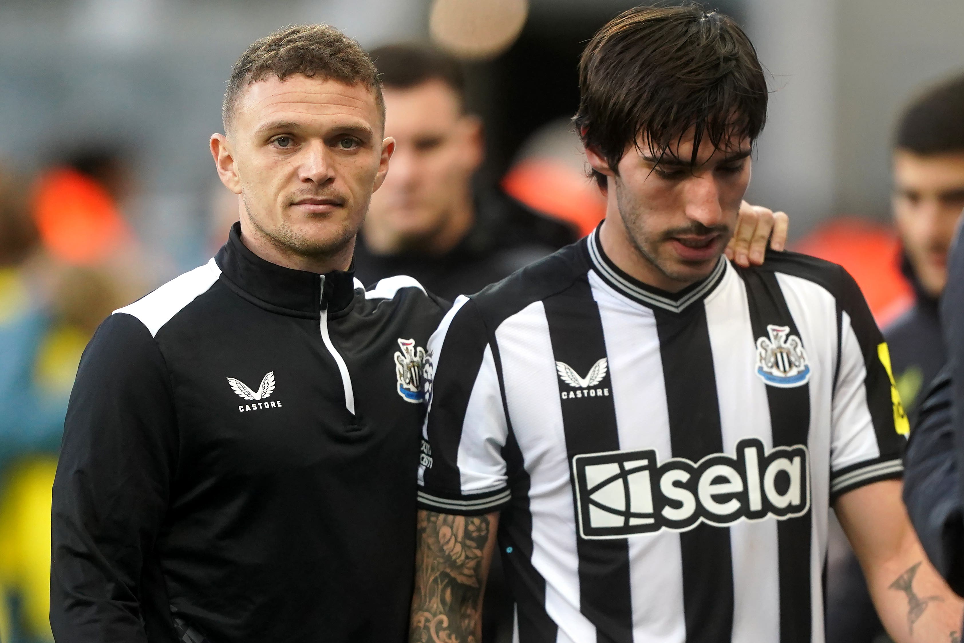 Newcastle midfielder Sandro Tonali (right) was applauded warmly before, during and after Saturday’s 4-0 Premier League win over Crystal Palace (Owen Humphreys/PA)