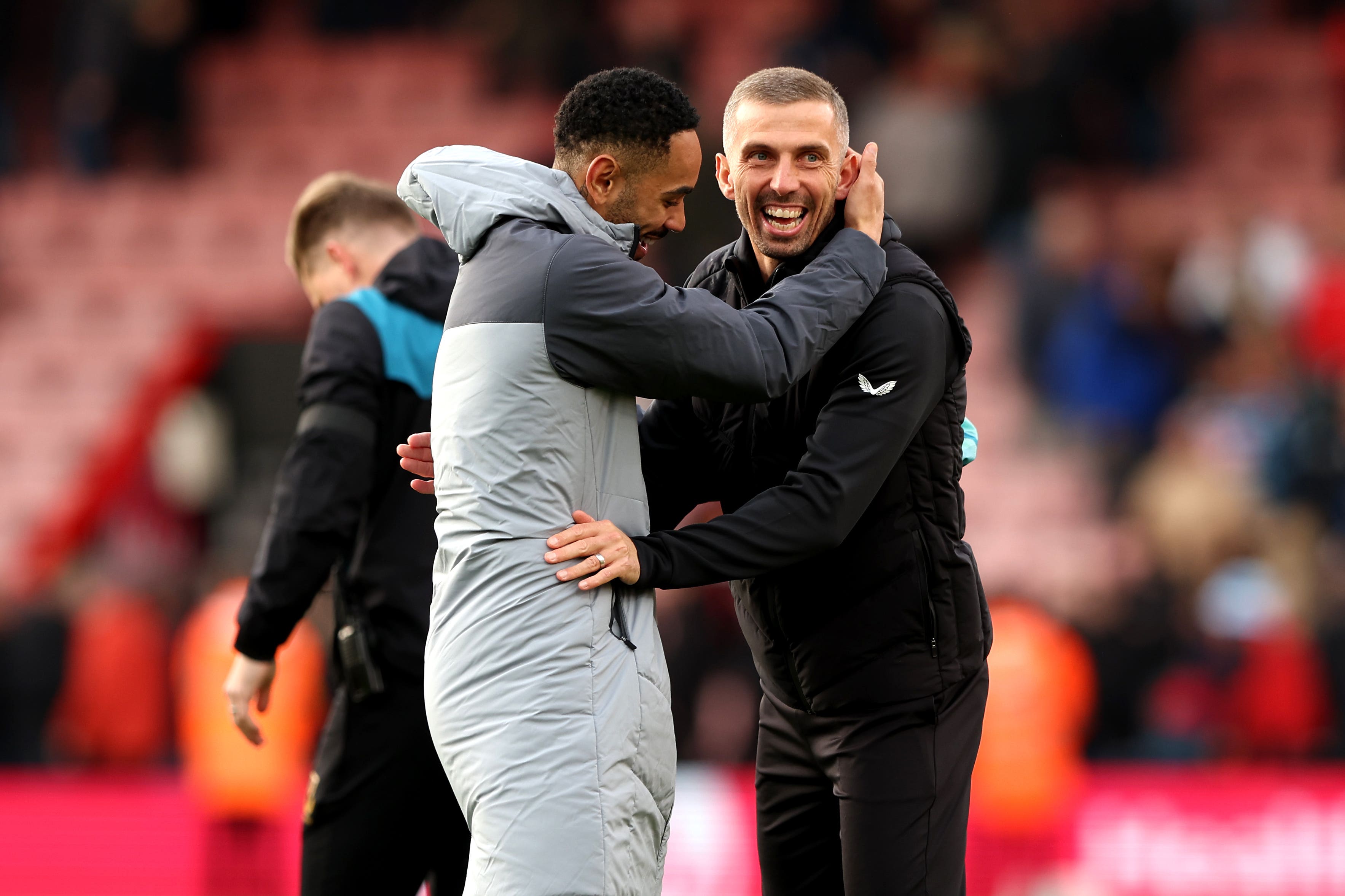 Wolves manager Gary O’Neil (right) celebrates victory at Bournemouth (Kieran Cleeves/PA)