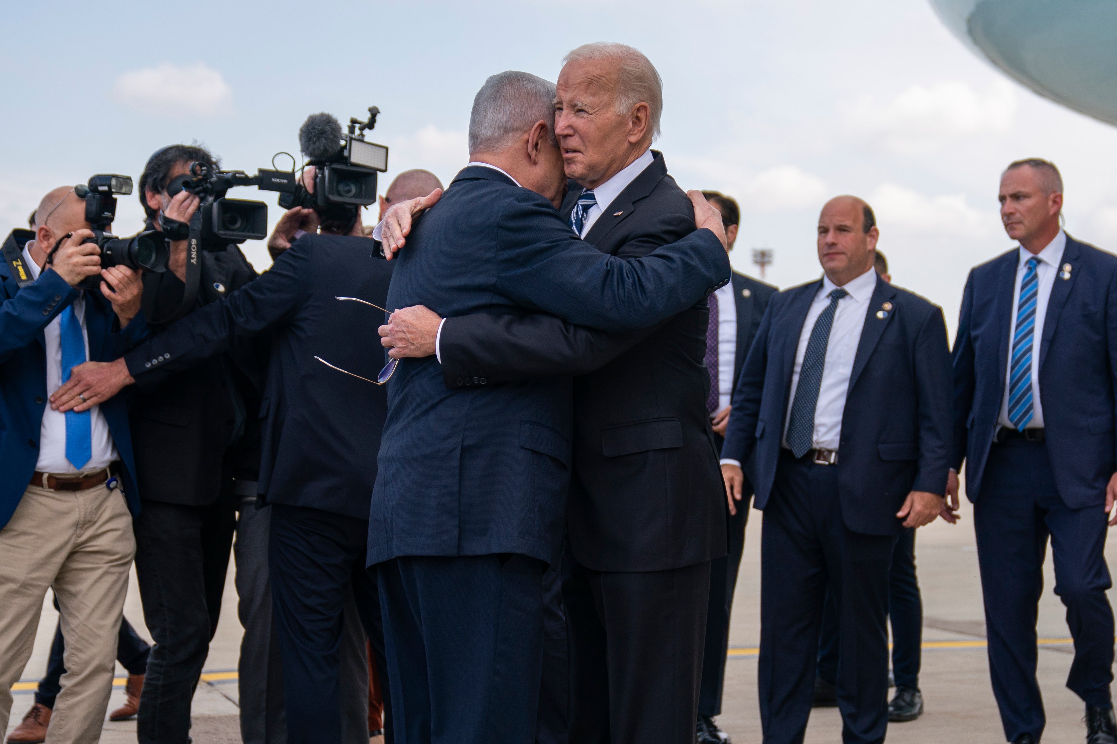 Israel’s PM Benjamin Netanyahu and US President Joe Biden embrace