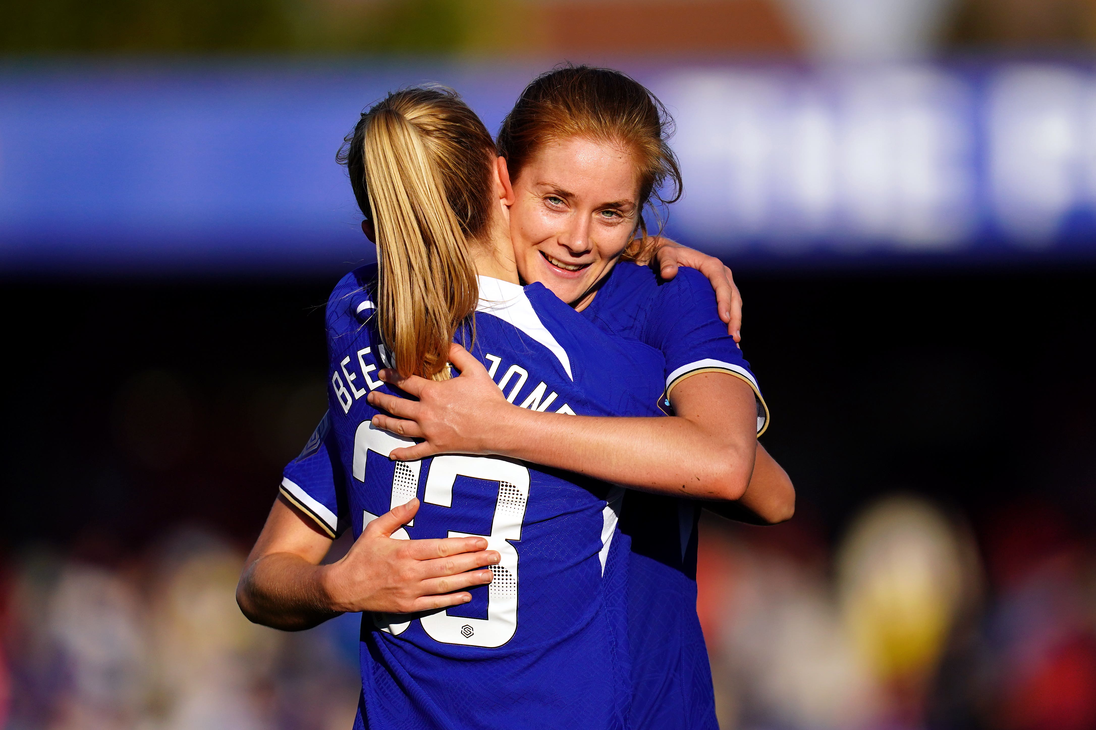 Sjoeke Nusken (right) scored twice during Chelsea’s 4-2 win over Brighton (John Walton/PA)