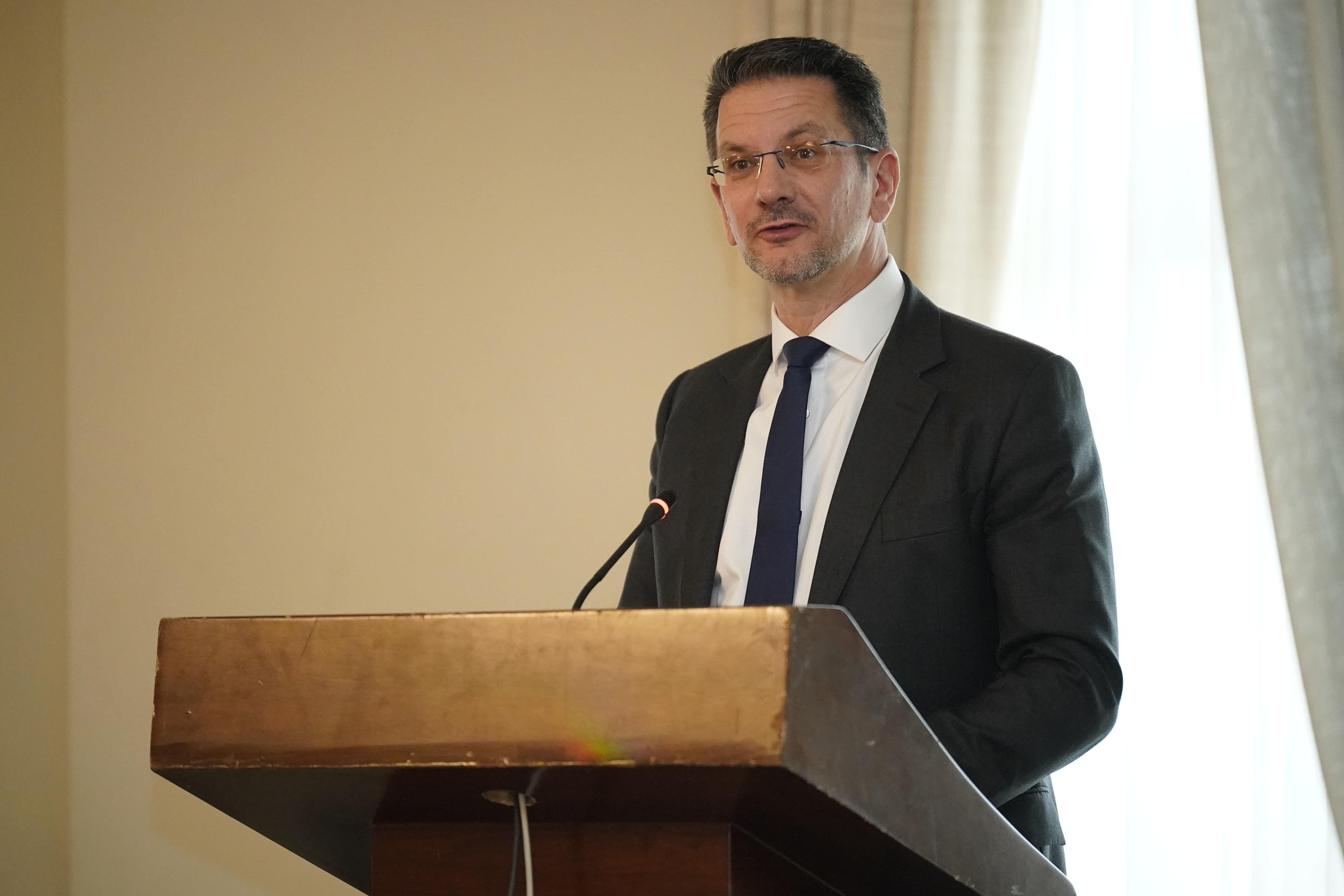 Northern Ireland minister Steve Baker addressing the British-Irish Parliamentary Assembly (Niall Carson/PA)