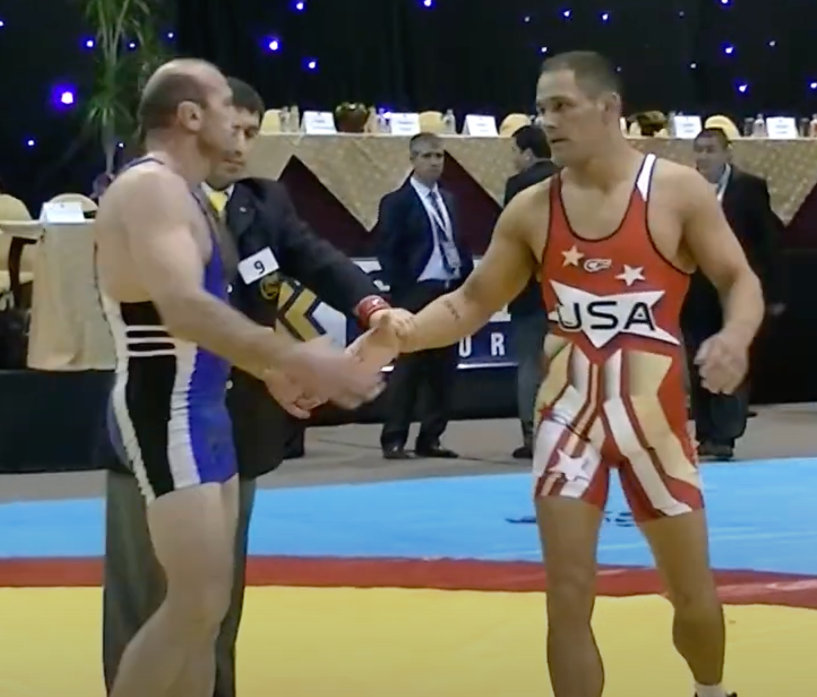 Mike Schyck, right, features in an upcoming documentary on the Ohio State sexual abuse scandal. Pictured at the 2013 Veterans World Freestyle Championships