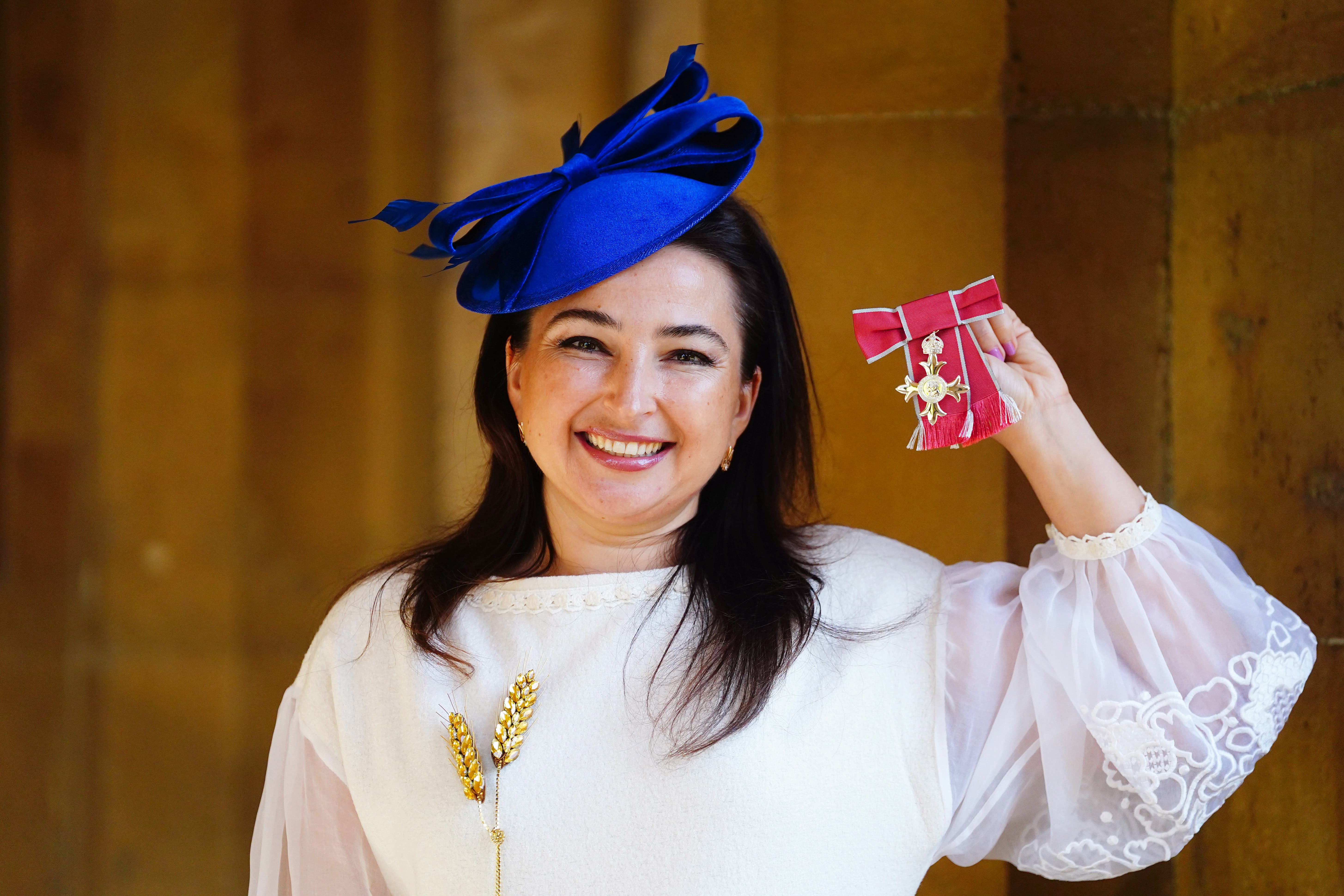 Inna Hryhorovych after being made a Member of the Order of the British Empire (MBE) by the Princess Royal at Windsor Castle, Berkshire (Victoria Jones/PA)