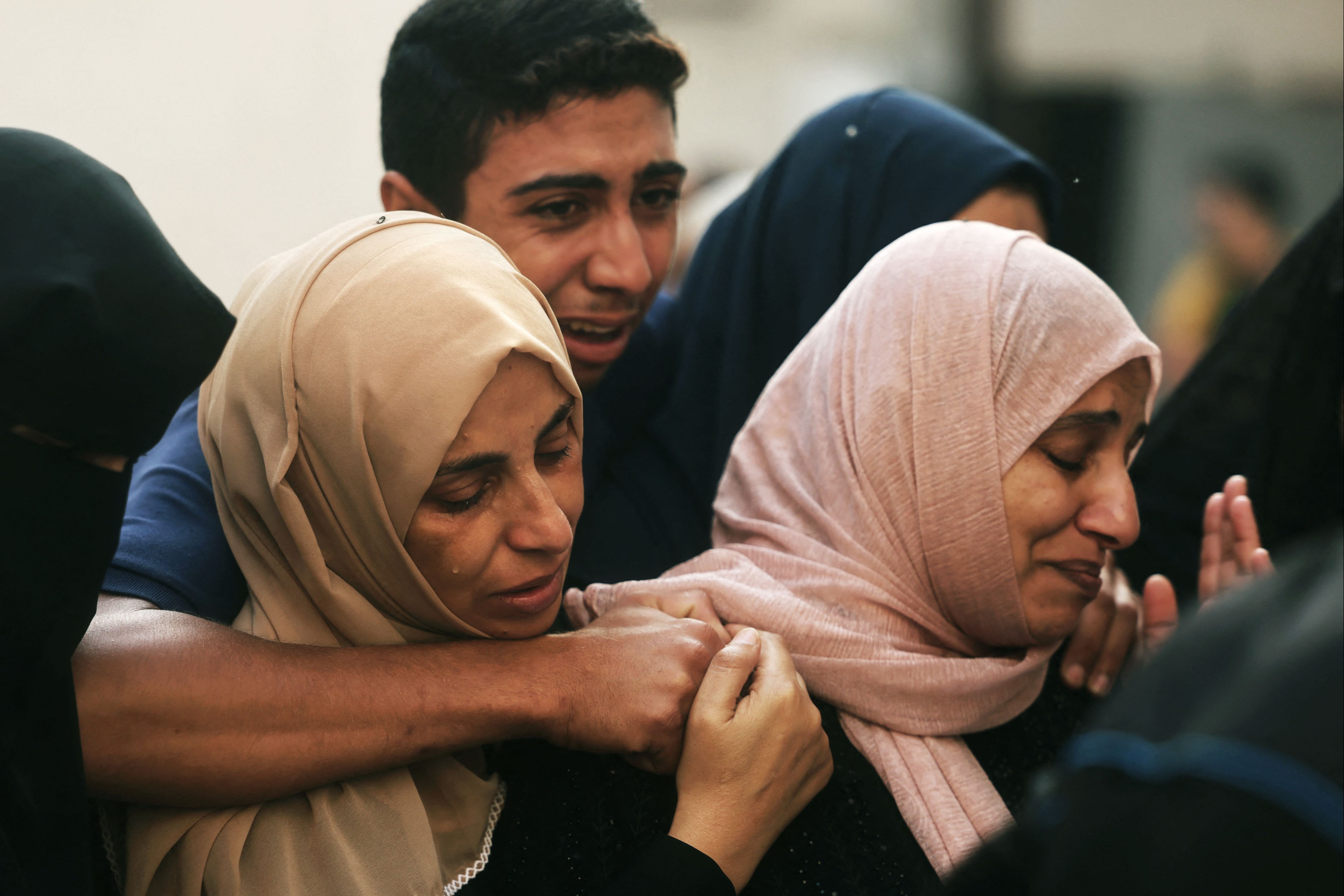 Palestinians outside Najjar hospital in southern Gaza