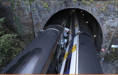 The South Western Railway train narrowly avoided hitting a third service coming the other way