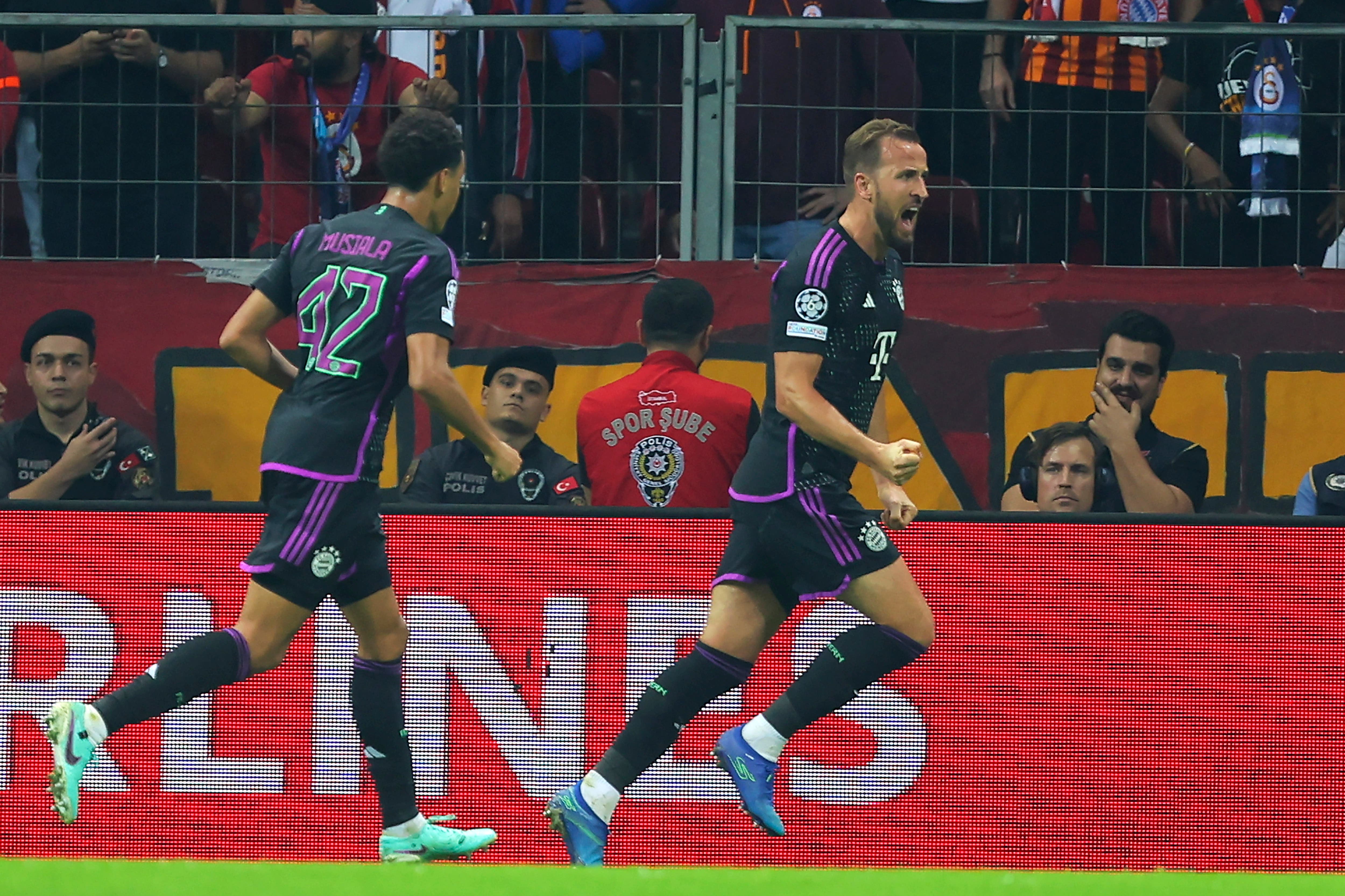 Harry Kane, right, scored again for Bayern Munich (Emre Otkay/AP)