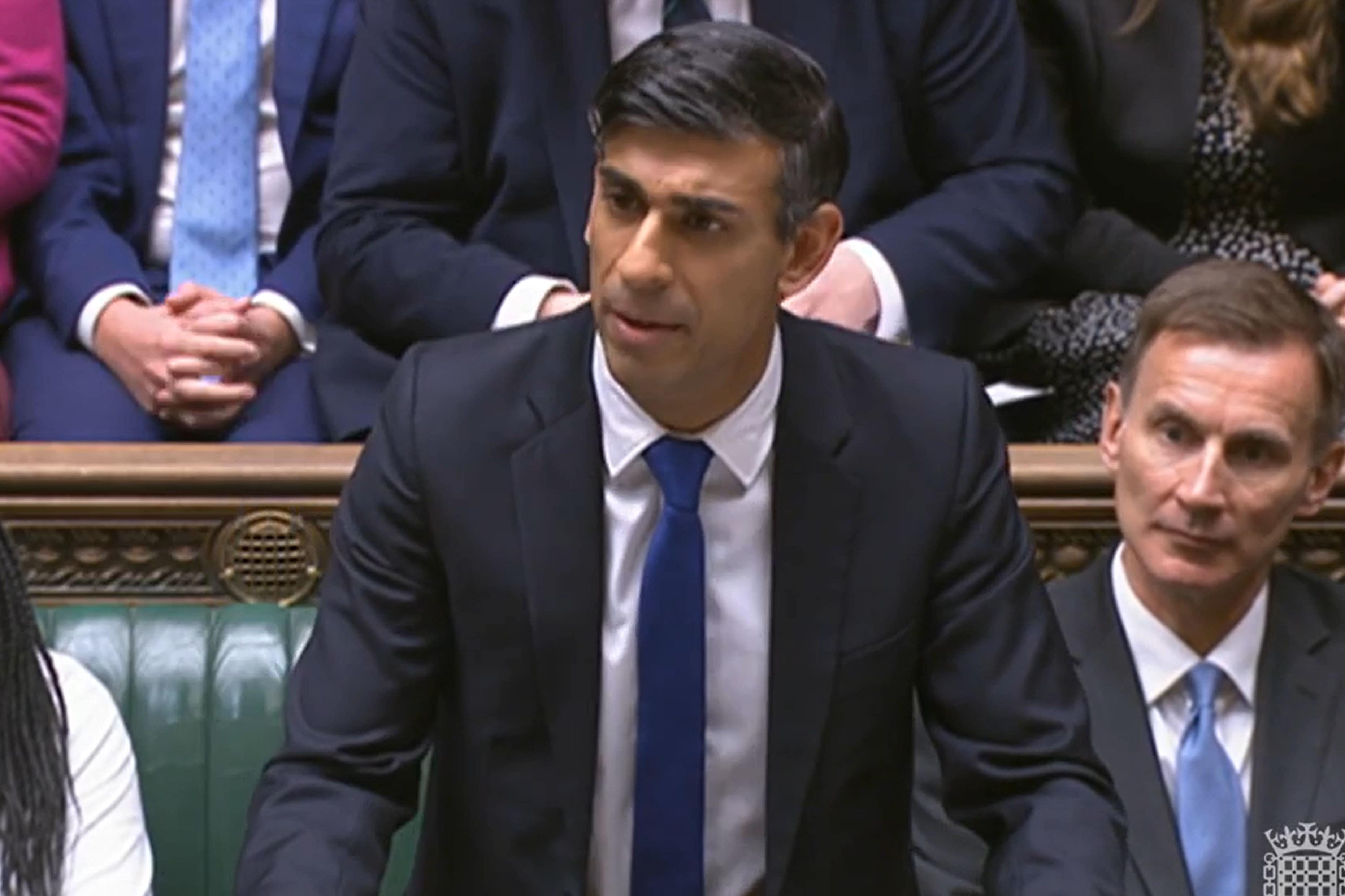 Rishi Sunak speaks during Prime Minister’s Questions on Wednesday