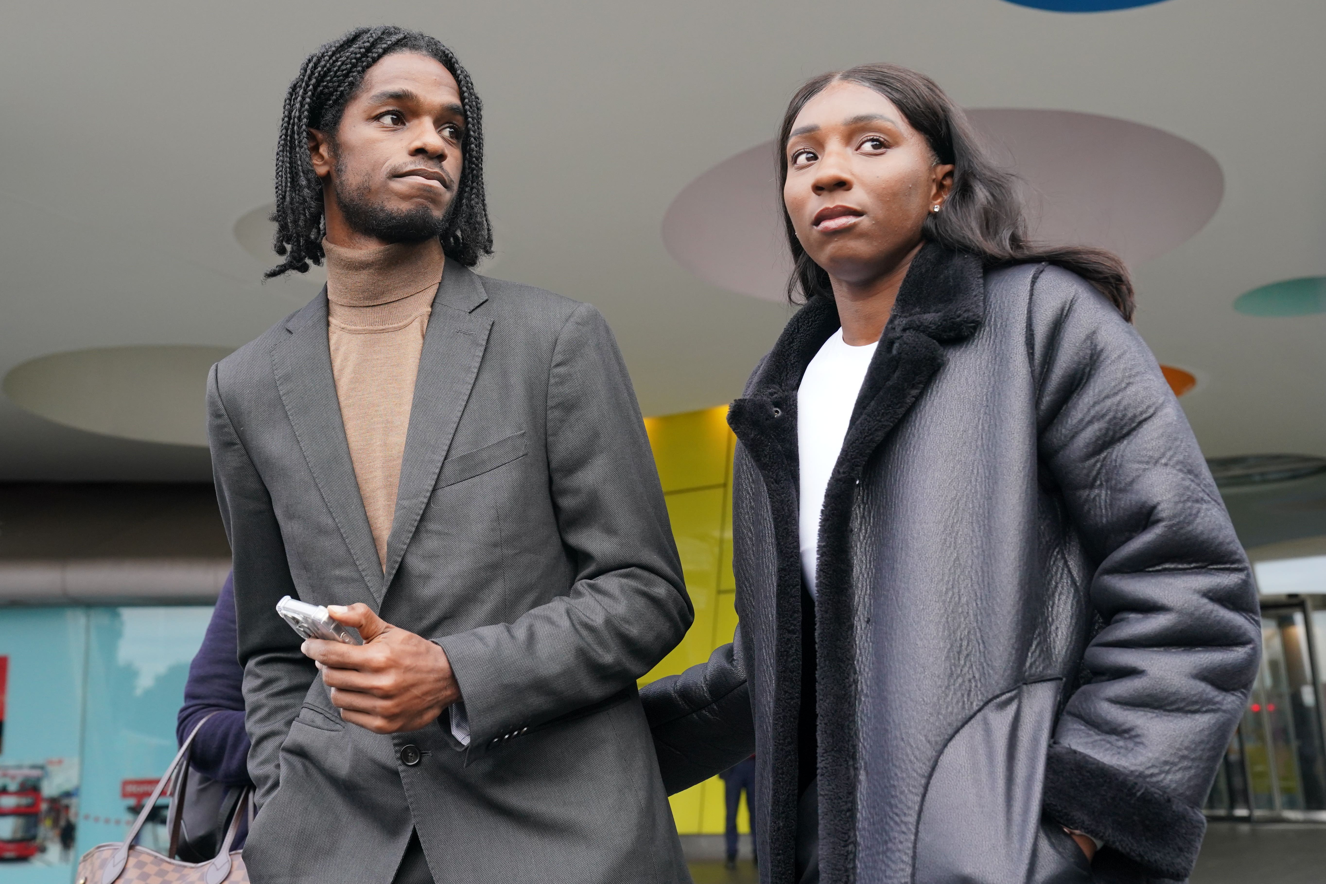 Athletes Bianca Williams and Ricardo Dos Santos outside Palestra House, central London. Picture date: Wednesday October 25, 2023. (Jonathan Brady/PA)