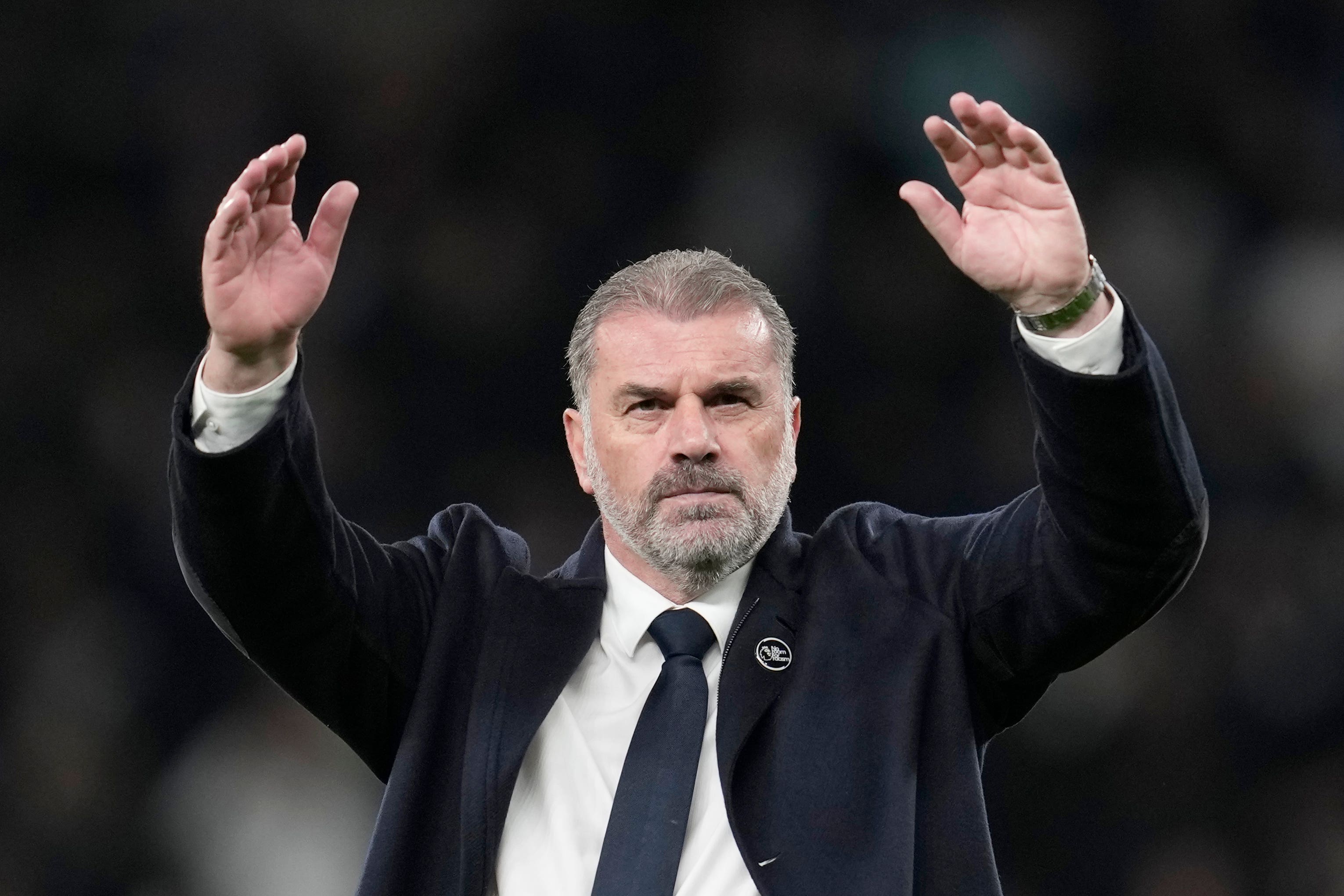 Ange Postecoglou’s Tottenham could go five points clear at the top of the Premier League with victory at Crystal Palace (AP Photo/Kin Cheung/PA))