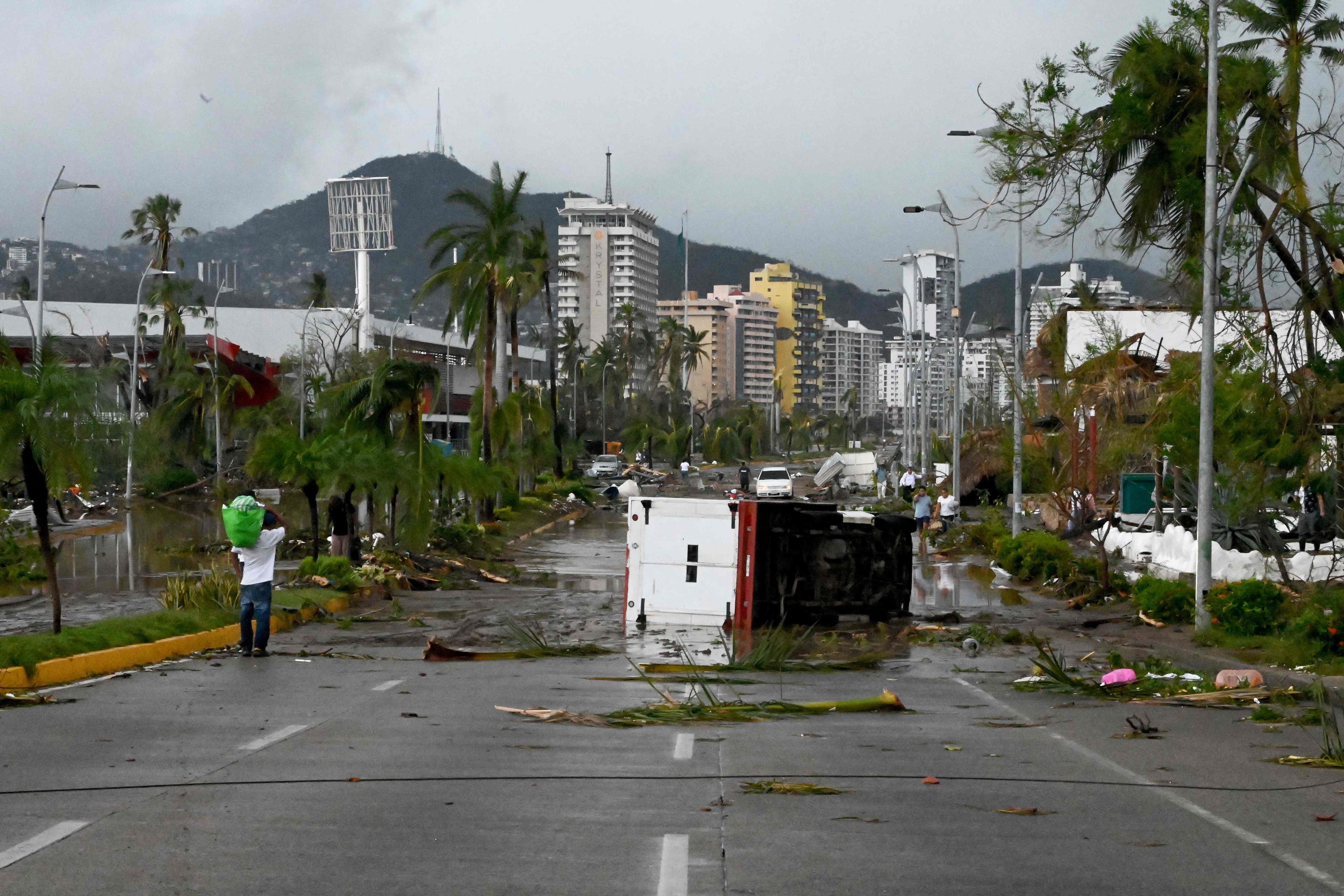 View of the damage caused by Hurricane Otis in Acapulco, Mexico