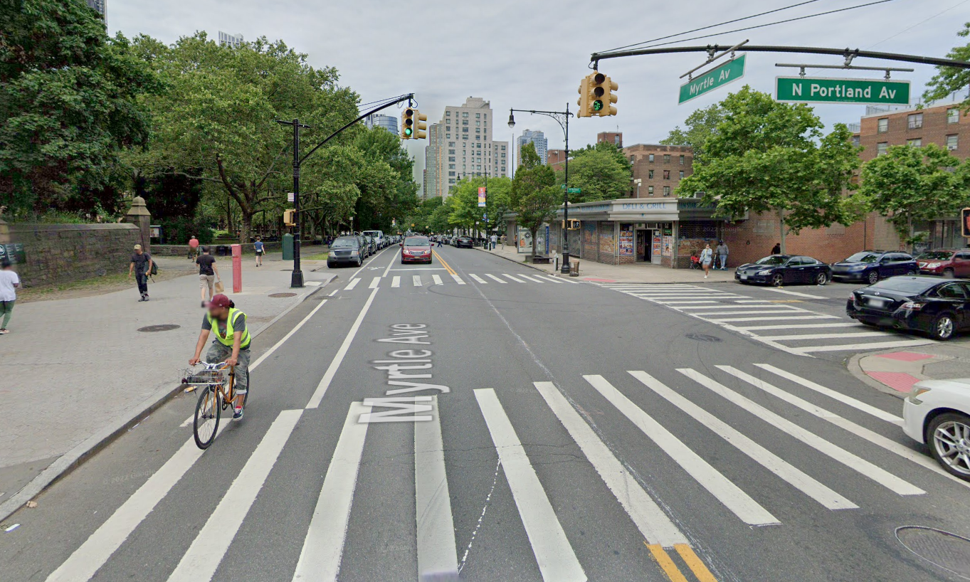 The incident occured along Myrtle Avenue near the North Portland and Myrtle Avenue intersection in Fort Greene