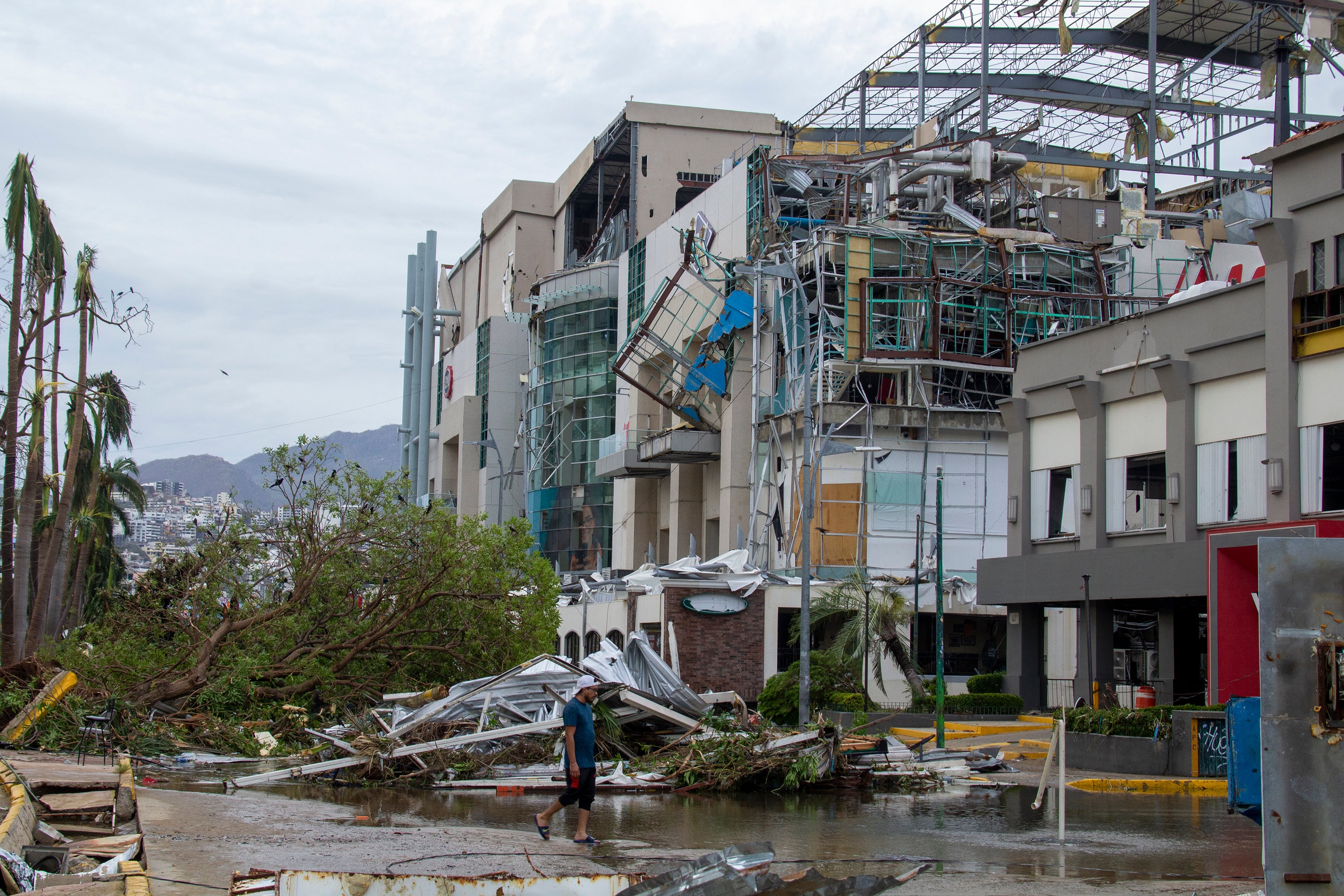 General view of a shopping mall destroyed after hurricane Otis hit Acapulco on October 25, 2023