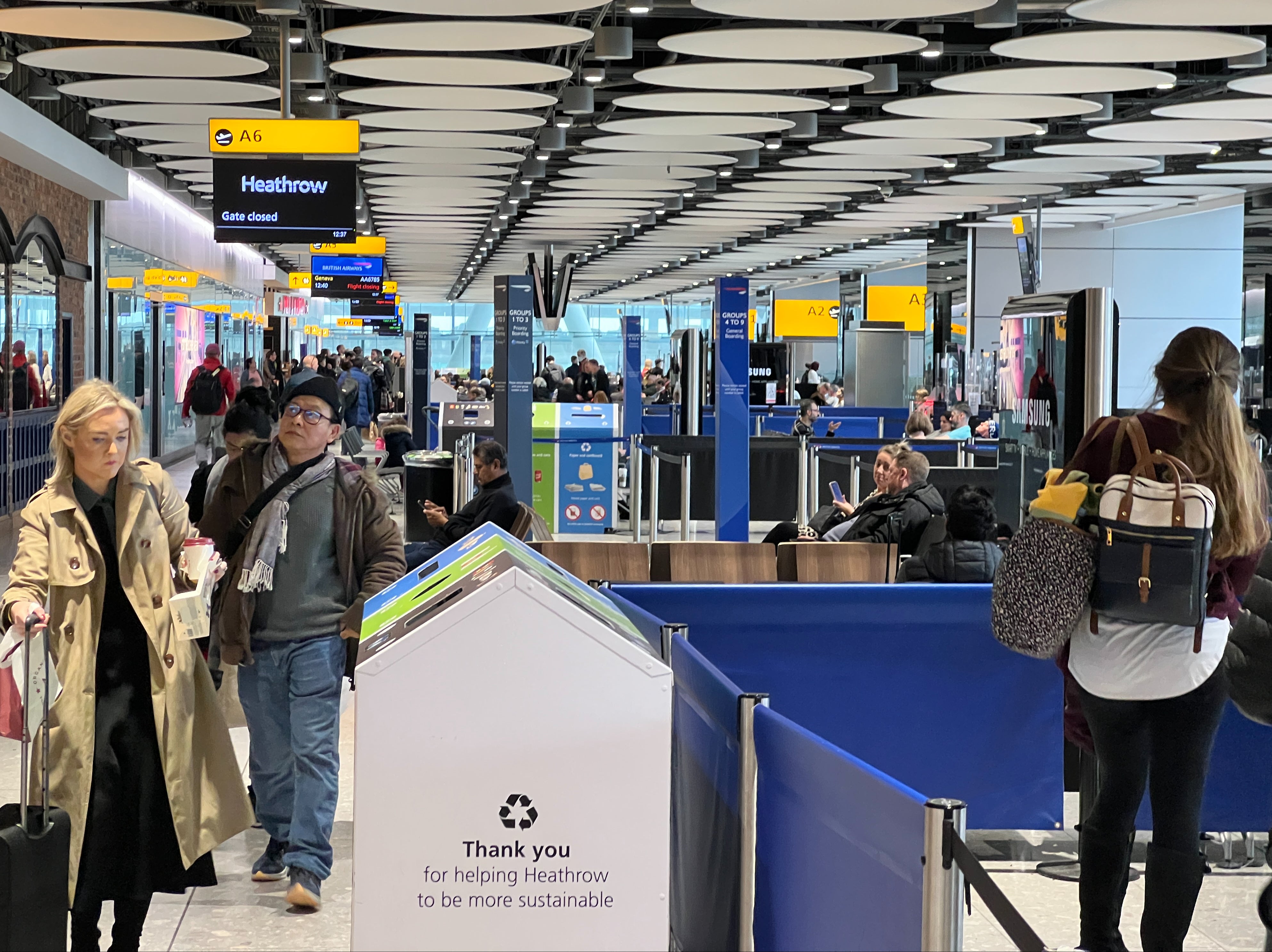 Departing soon? Passengers at London Heathrow Terminal 5