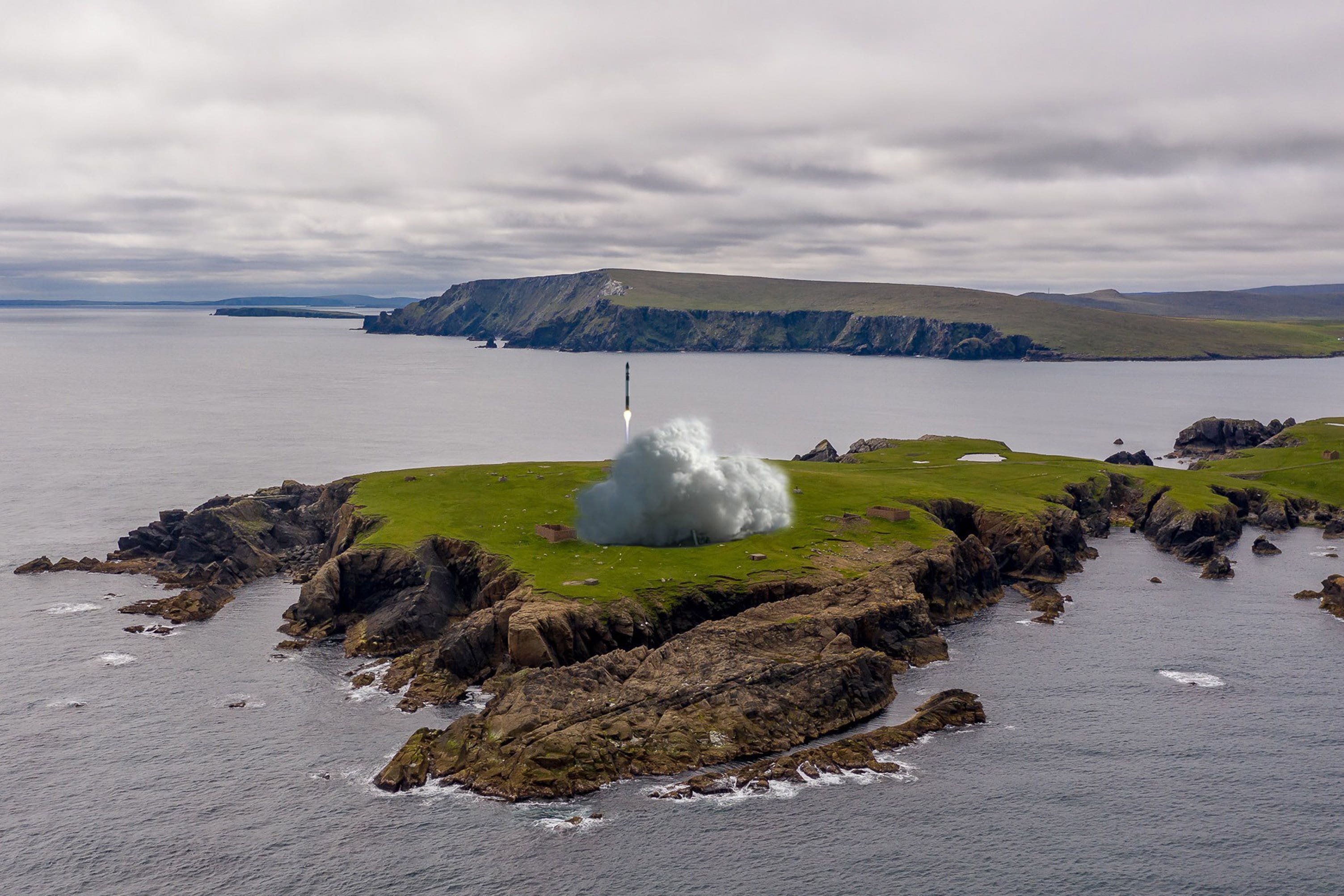 CGI has been used to depict a rocket blasting off from SaxaVord on Unst (SaxaVord/PA)