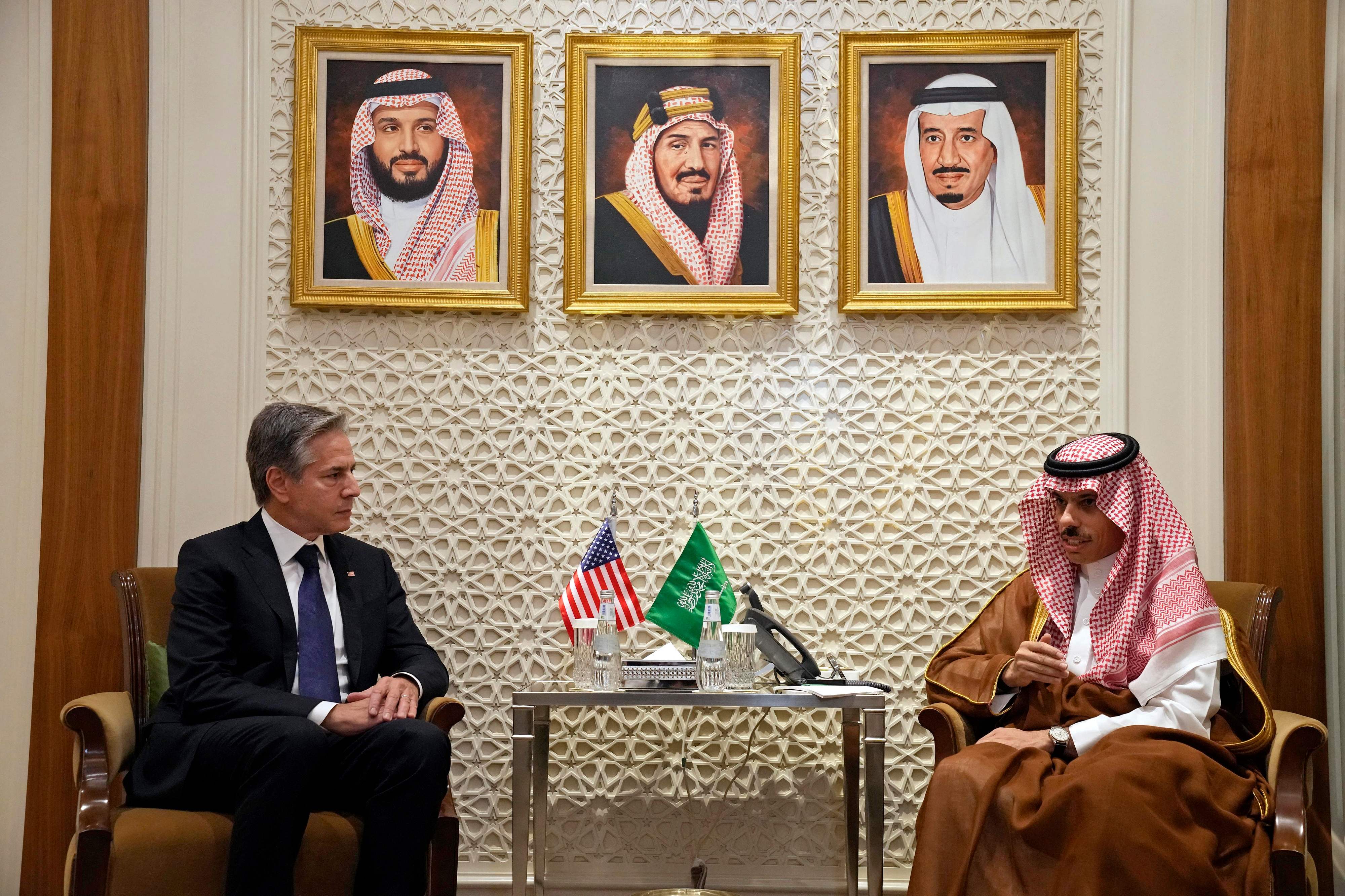 US secretary of state Anthony Blinken talks to his Saudi Arabian counterpart about regional stability