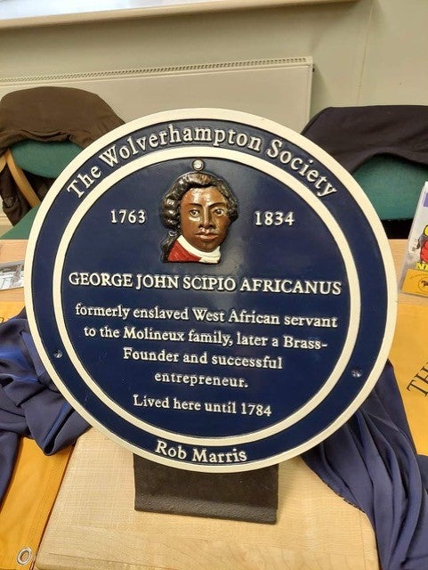 Campaigners say the plaque dedicated to George Africanus features an image of another man