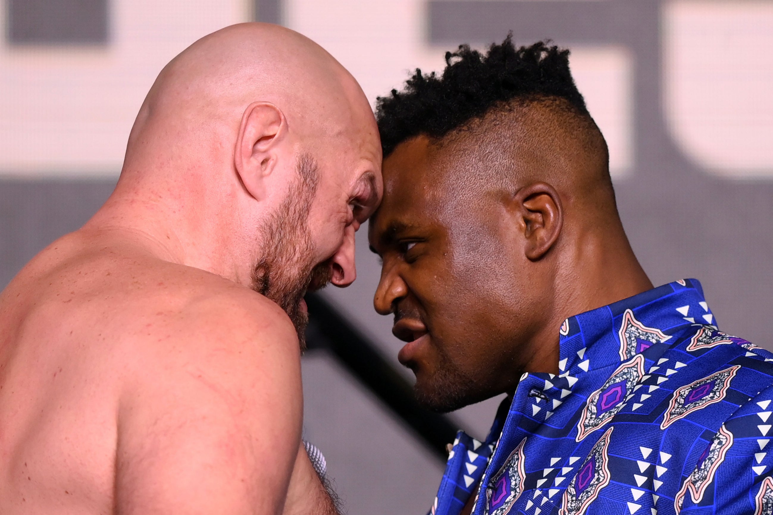 Tyson Fury, left, and Francis Ngannou face off for the last time before their fight