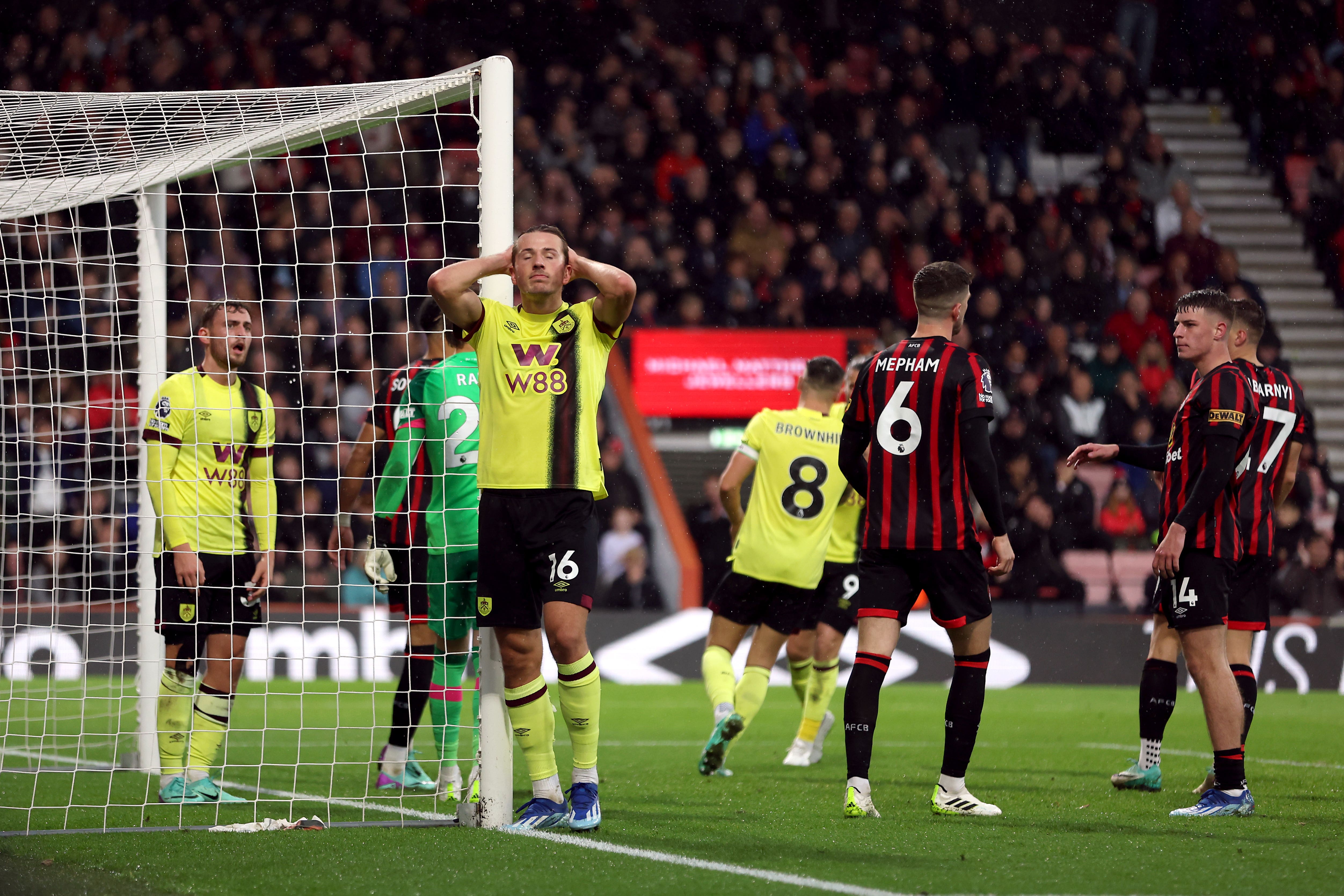 Burnley boss Vincent Kompany felt Bournemouth’s Chris Mepham handled to prevent Sander Berge from a headed chance late on (Steven Paston/PA)