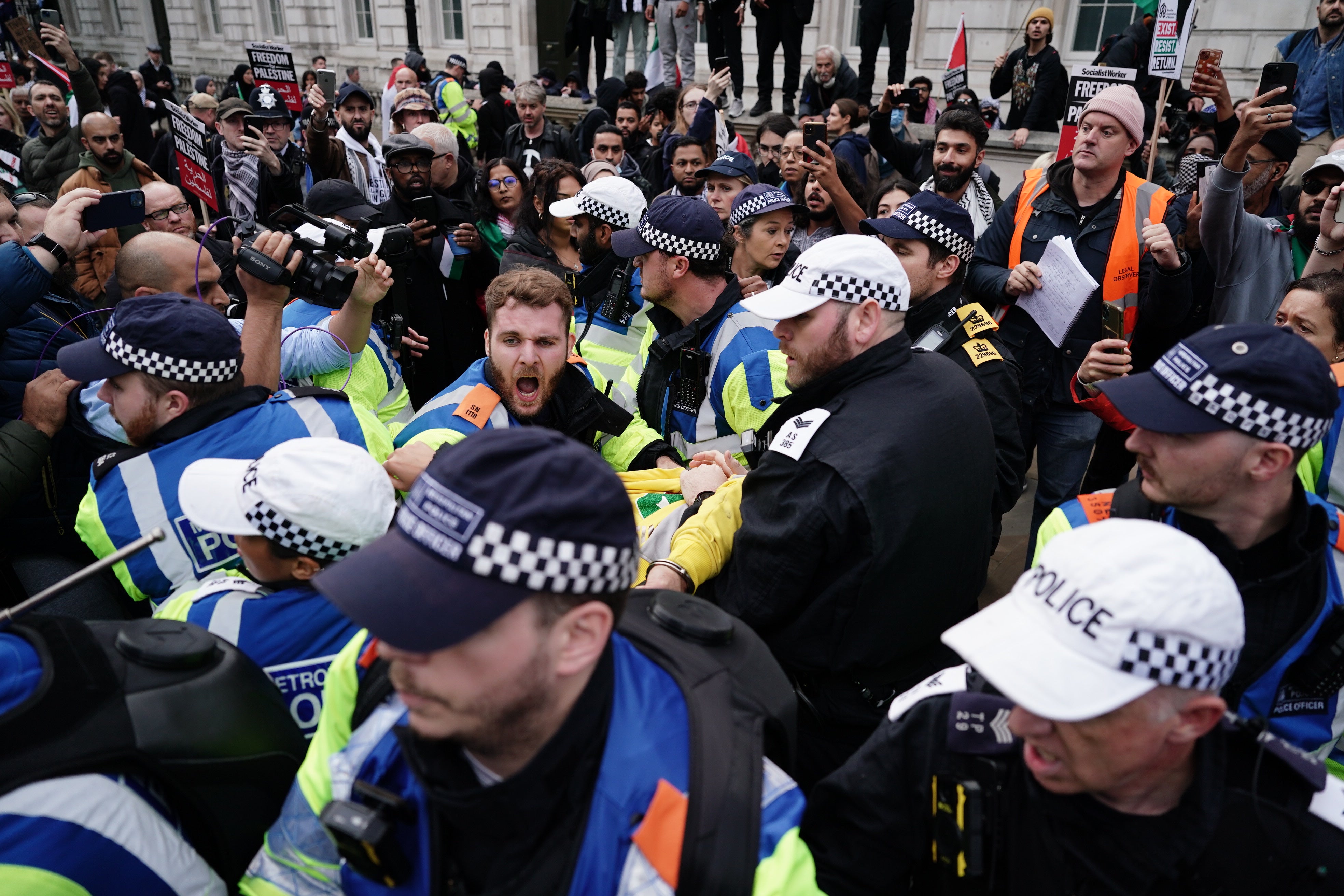 Clashes broke out between rival supporters and the police during a previous demonstration by the Cenotaph