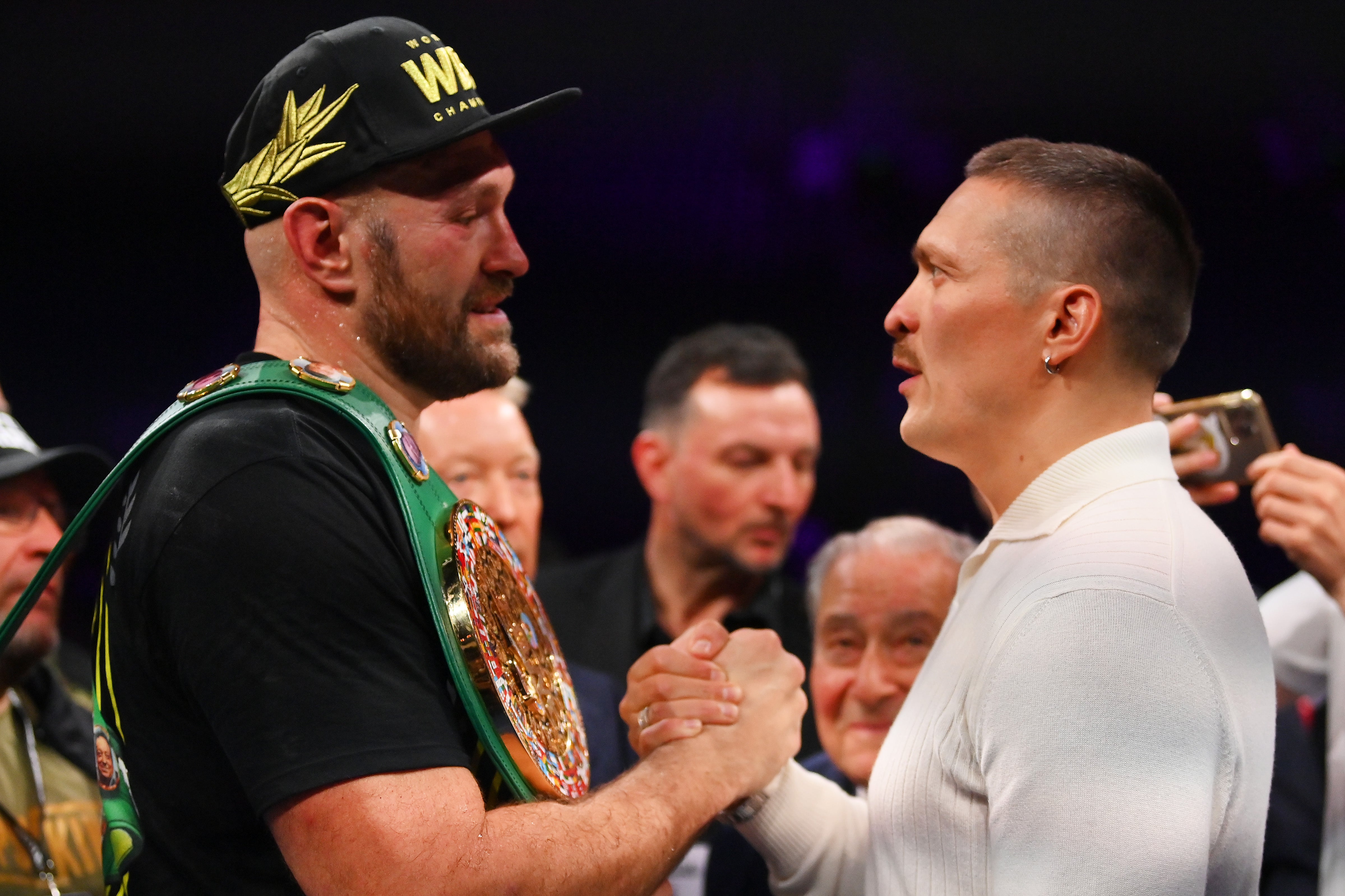 Fury and Usyk facing off after the Briton’s narrow win over Ngannou