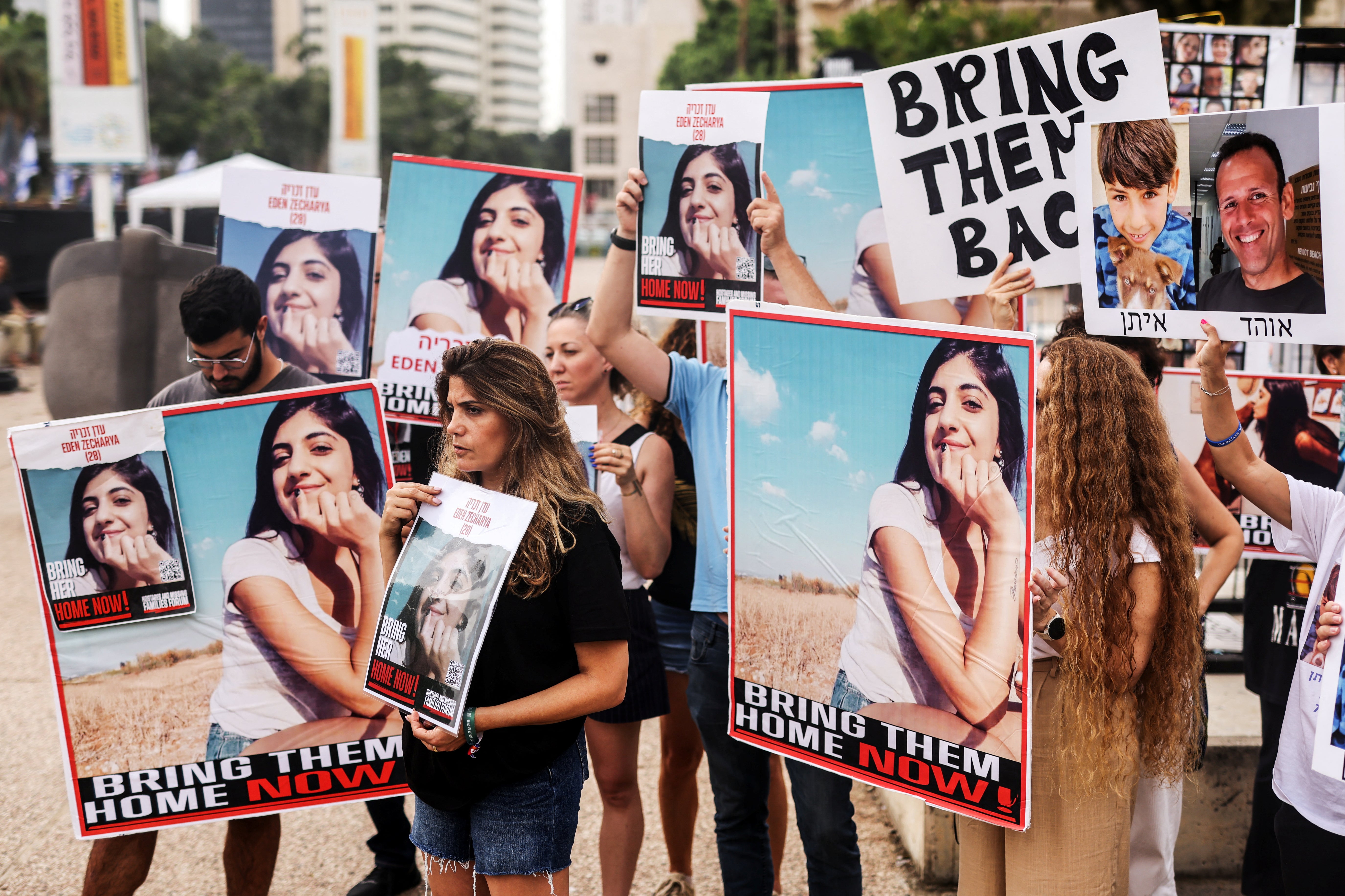 Family and friends of the hostages protest in Tel Aviv