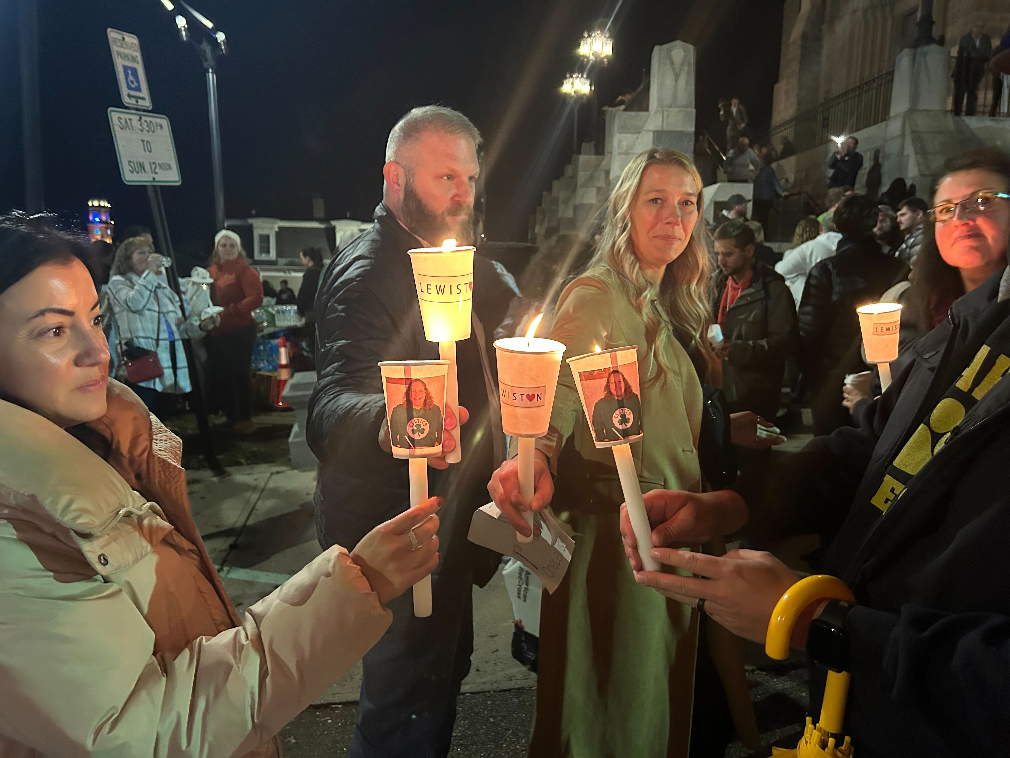 Mourners at the Lewiston shooting vigil