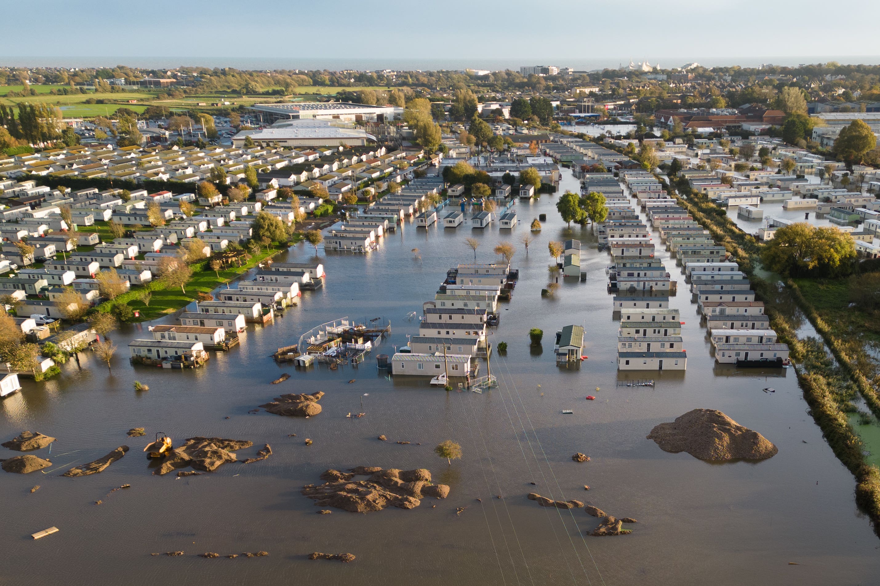 A flooded car park at a Tesco store in Bognor Regis after heavy rain in the area (Andrew Matthews/PA)